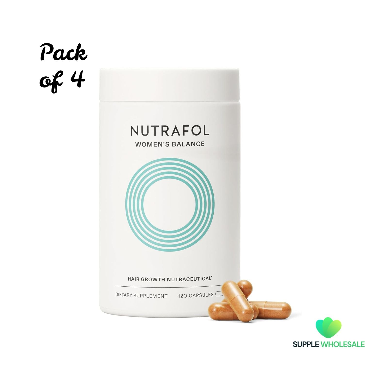 Nutrafol Women’s Balance Hair Growth Supplement 120 Capsules Bundle of 4