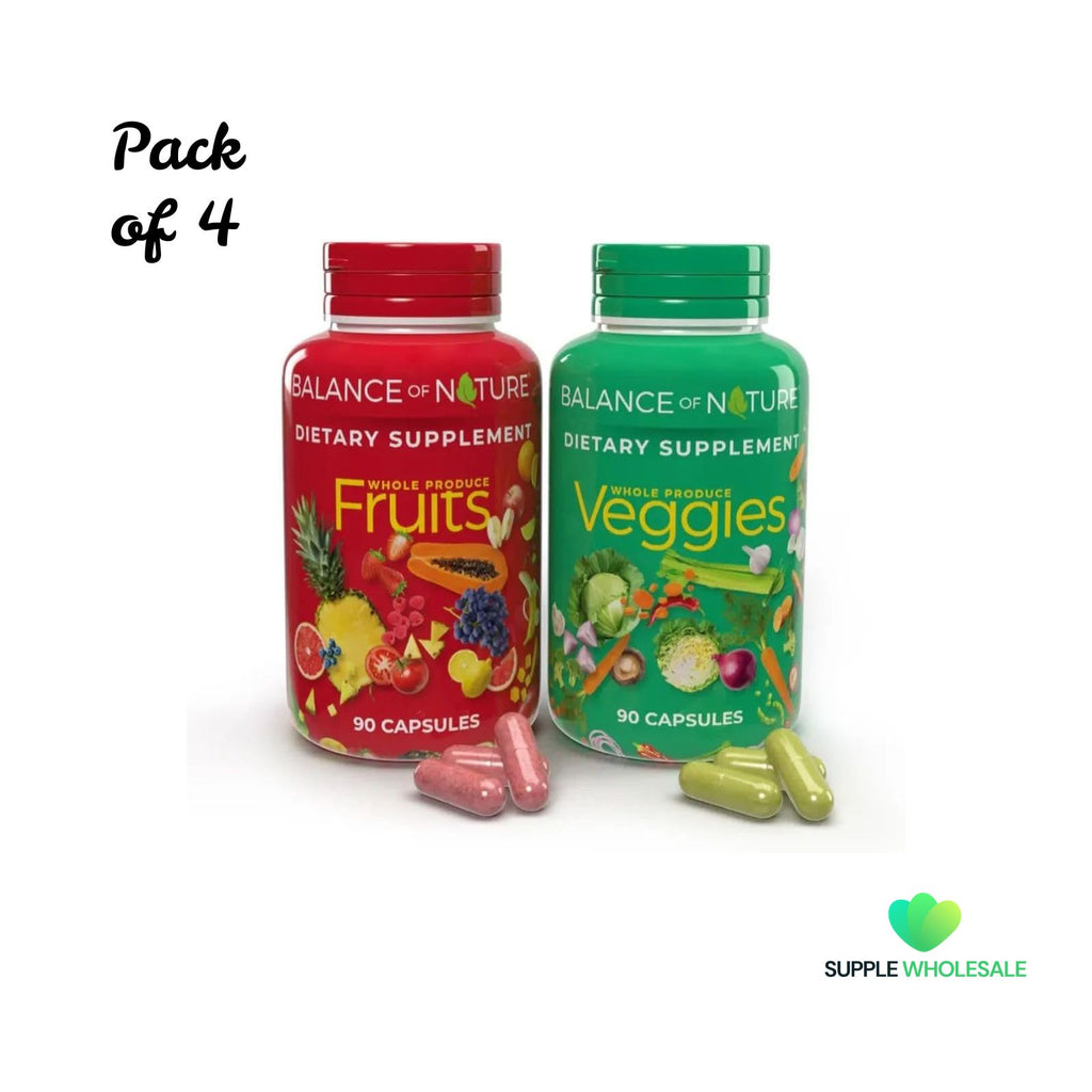 Balance of Nature Fruits & Veggies Supplements 180 Capsules Bundle of 4