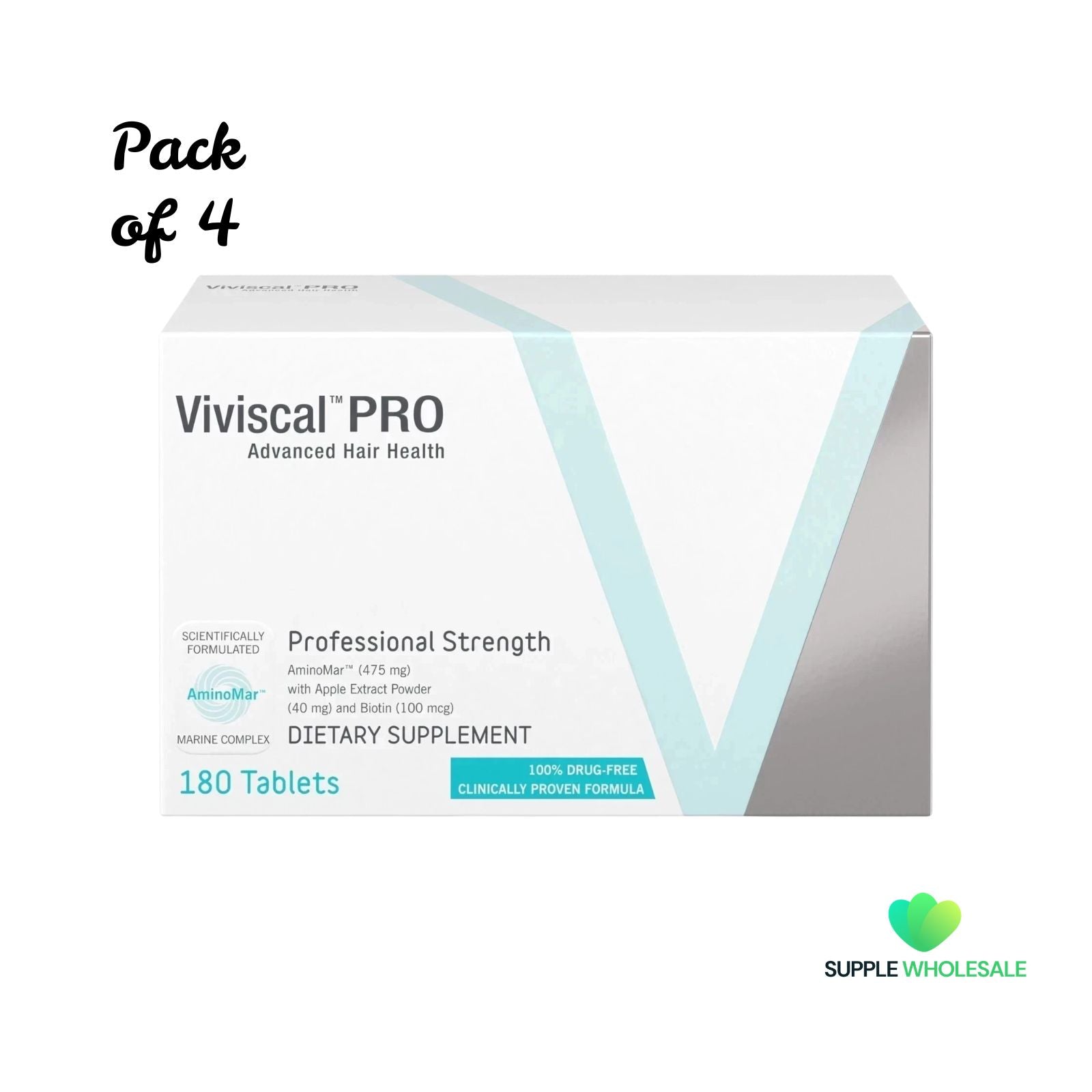Viviscal PRO Hair Growth Supplement 180 Tablets Bundle of 4