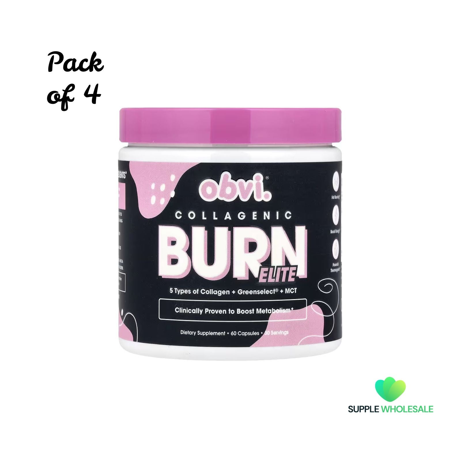 Obvi Collagenic Burn Elite 60 Capsules Bundle of 4