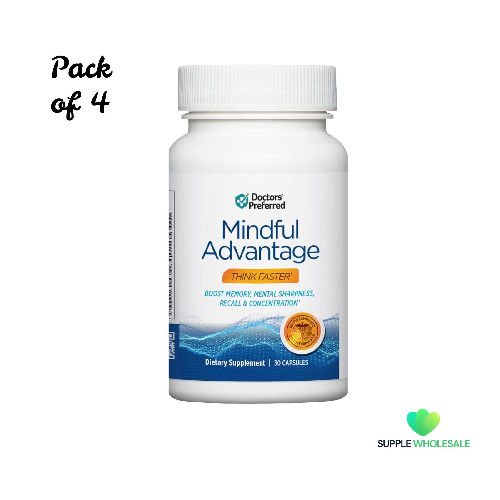 DOCTORS' PREFERRED Mindful Advantage Memory & Focus Supplement Bundle of 4 – Mental Sharpness, Recall & Concentration Support – 30 Capsules Each