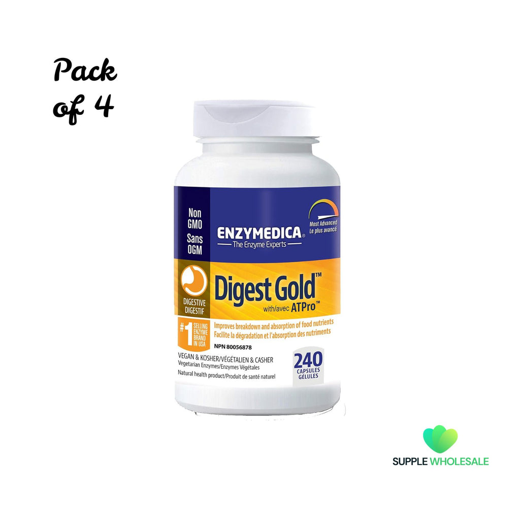 Enzymedica Digest Gold with ATPro Digestive Enzyme Blend 240 Vegan Capsules Bundle of 4