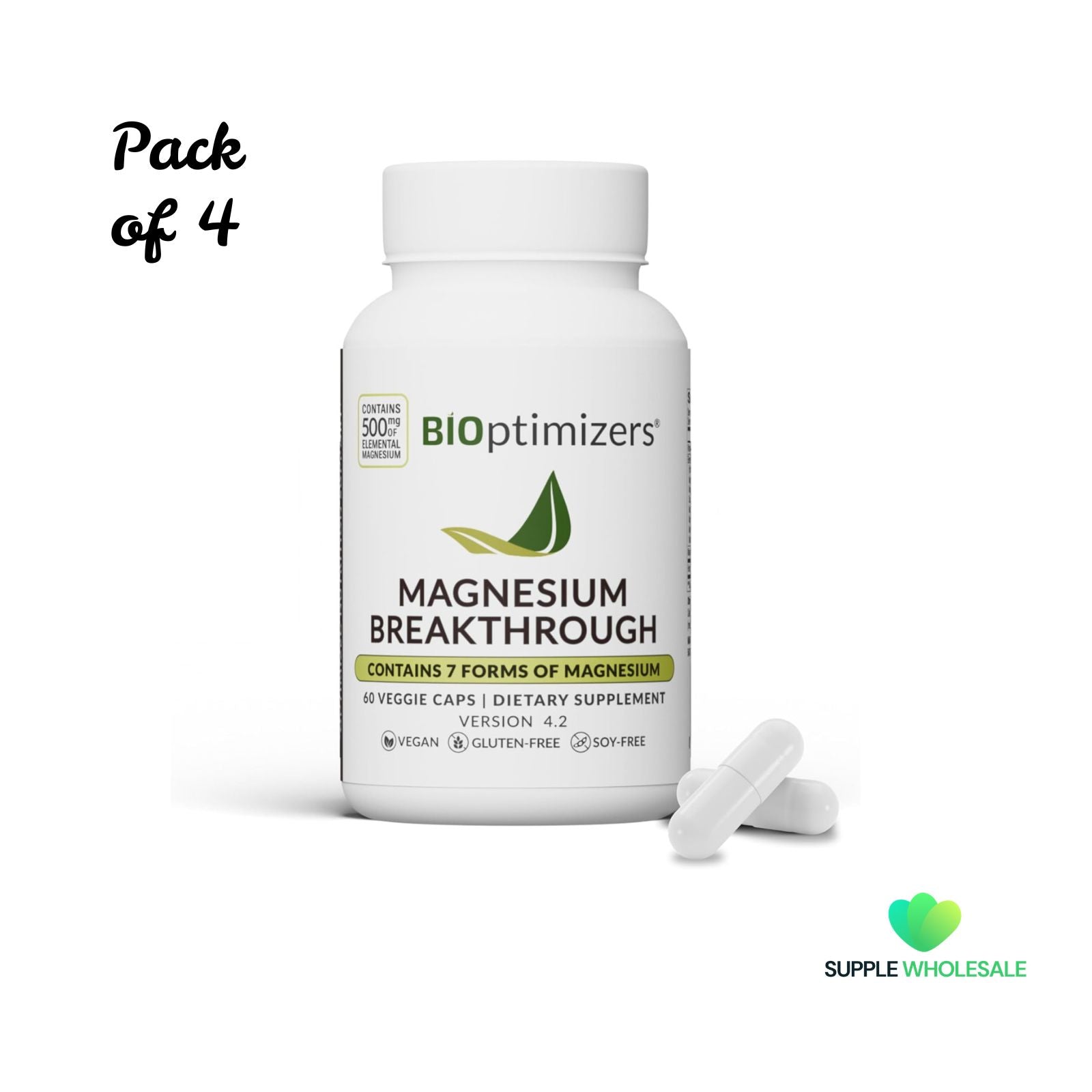 BIOptimizers Magnesium Breakthrough 4.0 60 Capsules Bundle of 4