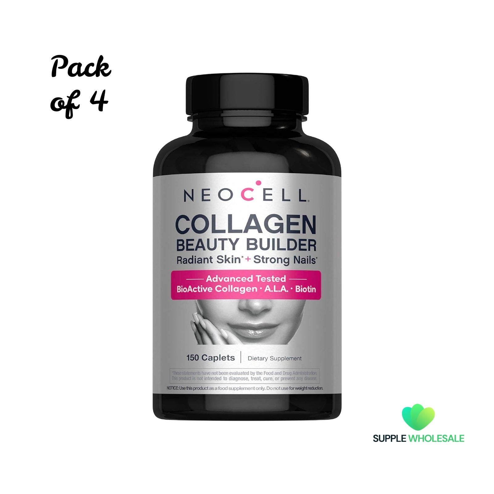 NeoCell Super Collagen + Vitamin C Tablets 250 Count Bundle of 4