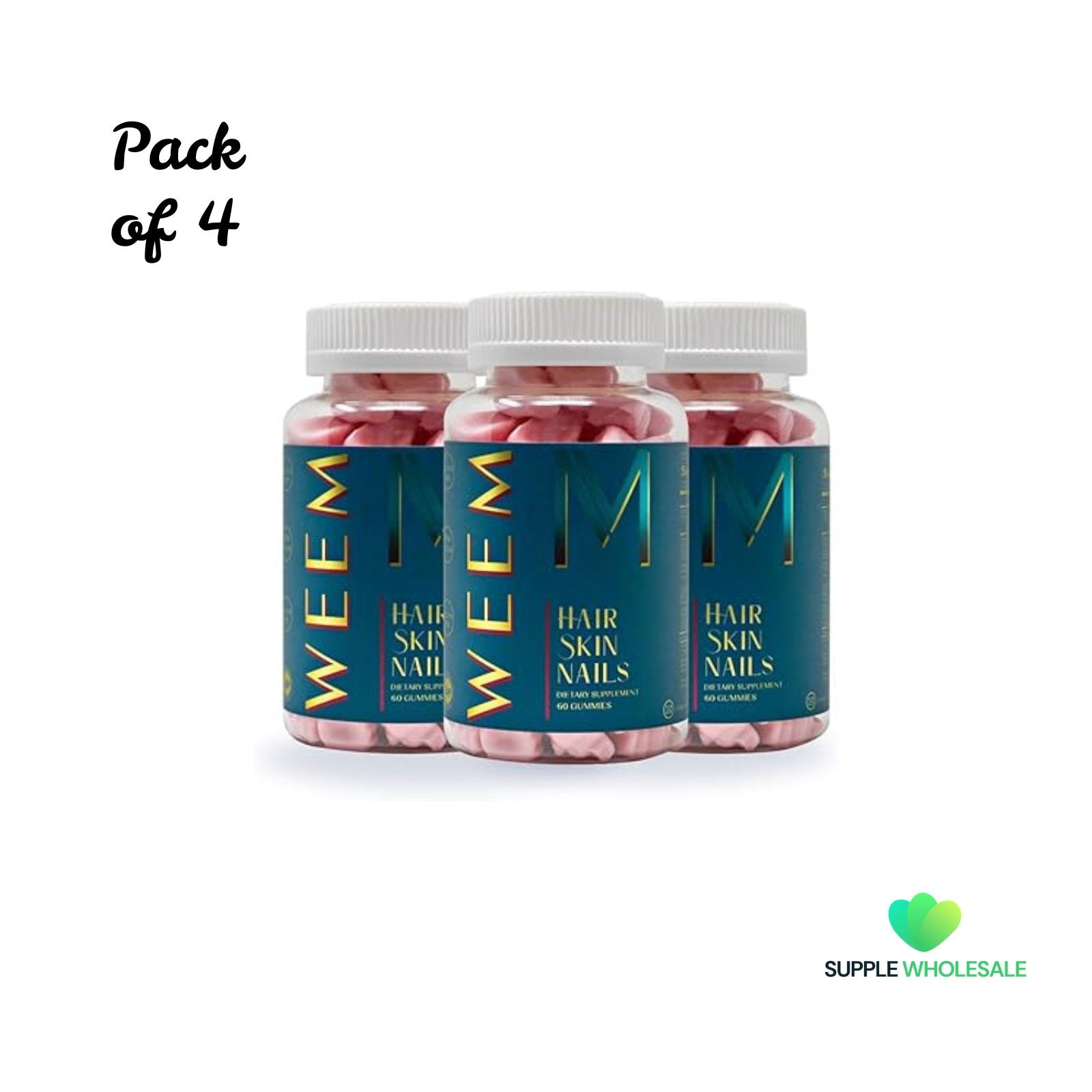 WEEM Hair Skin & Nails Vegan Biotin Gummies Bundle of 4