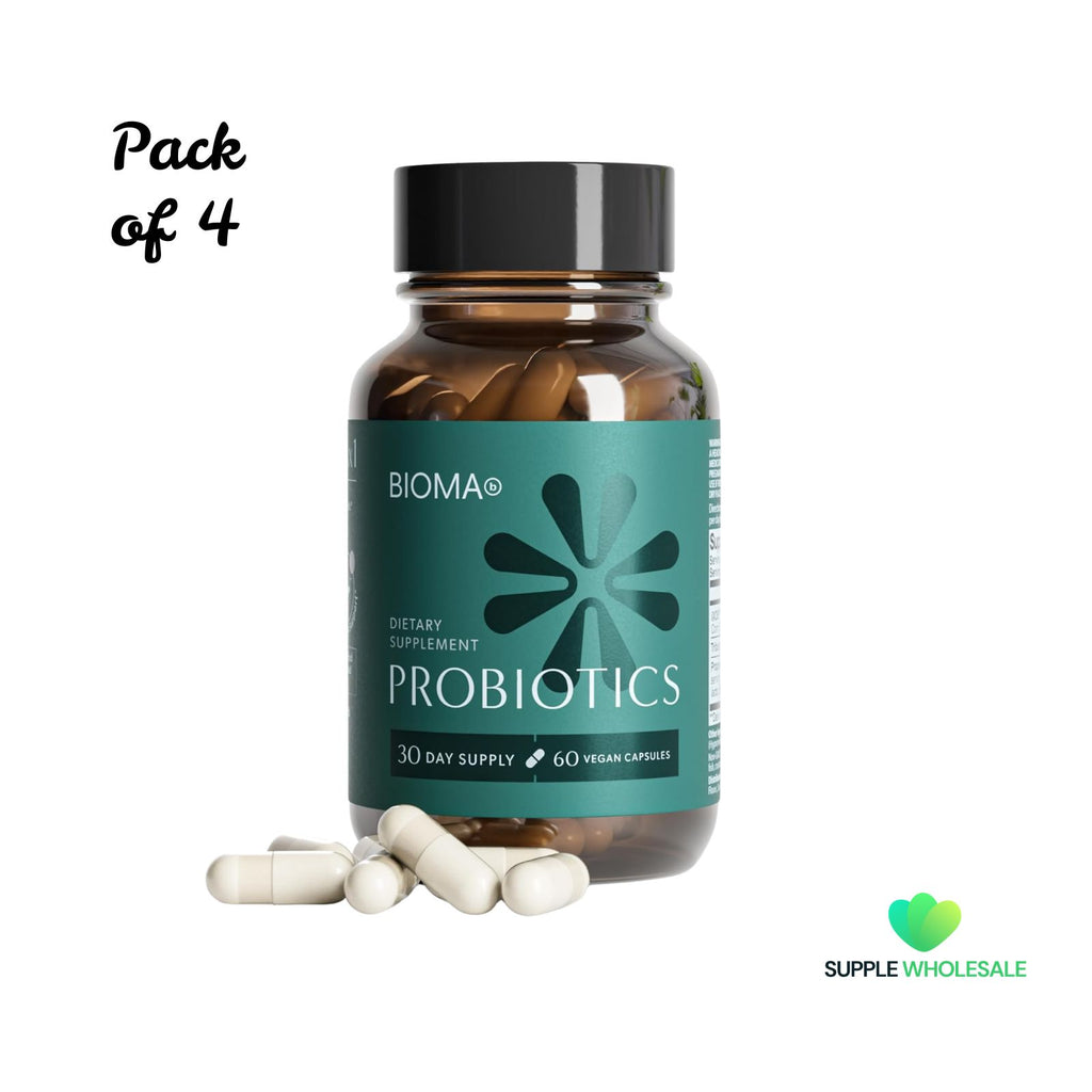 BIOMA Probiotics Digestive Health Gut Support for Men & Women 60 Delayed-Release Capsules Bundle of 4