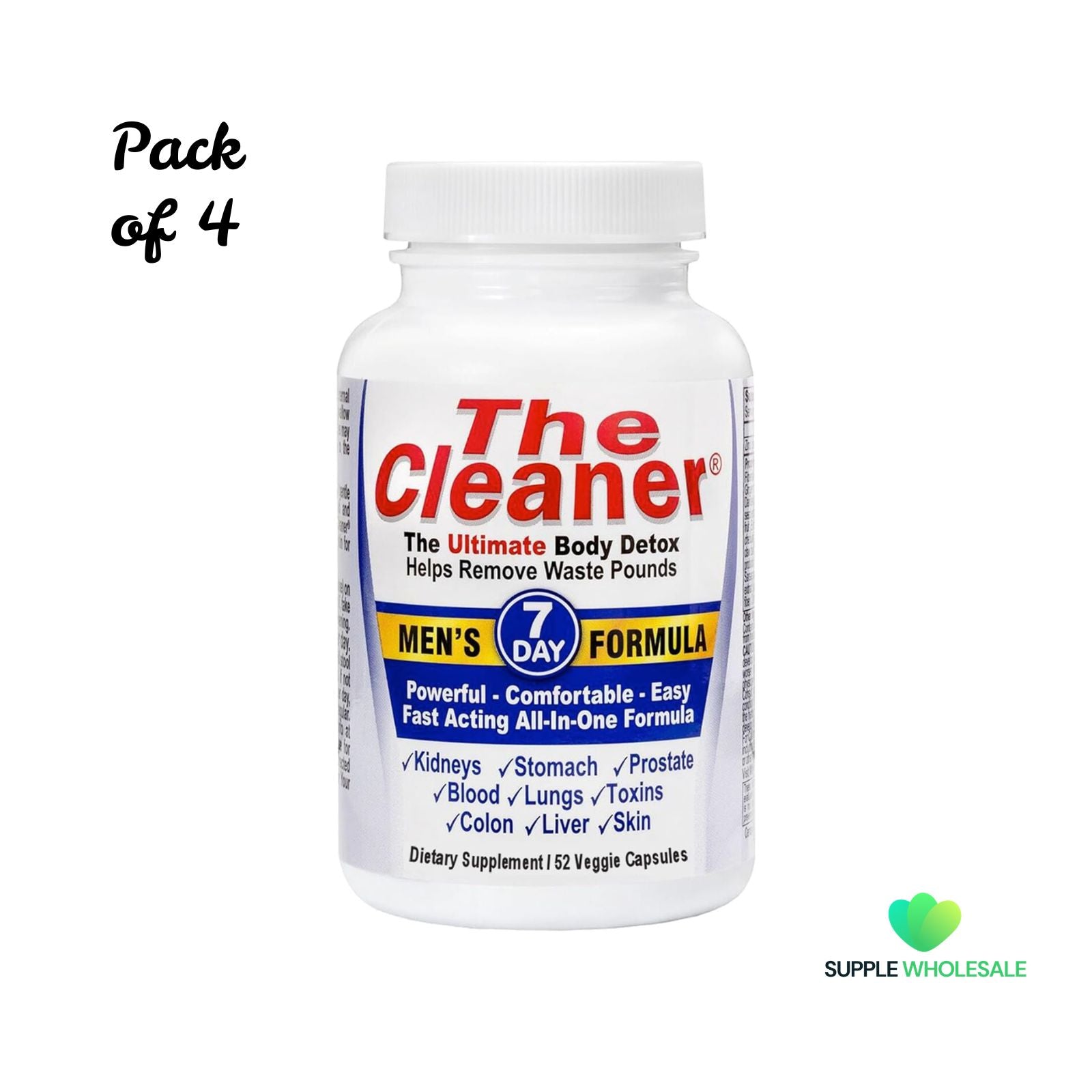 Century Systems The Cleaner Detox 7-Day Complete Cleansing Formula 52 Vegetarian Capsules Bundle of 4