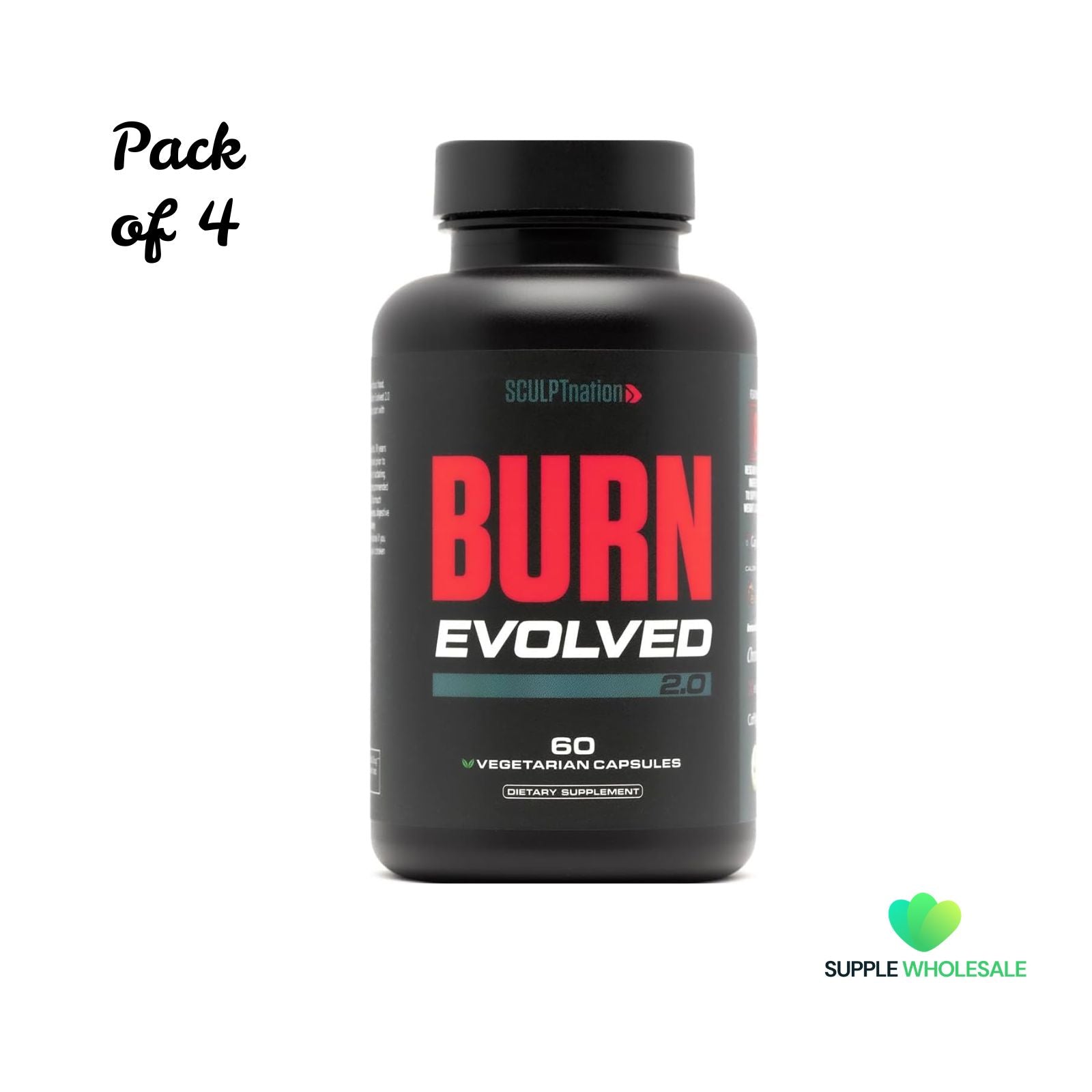 Sculpt Nation Burn Thermogenic Fat Burner 60 Veggie Pills Bundle of 4