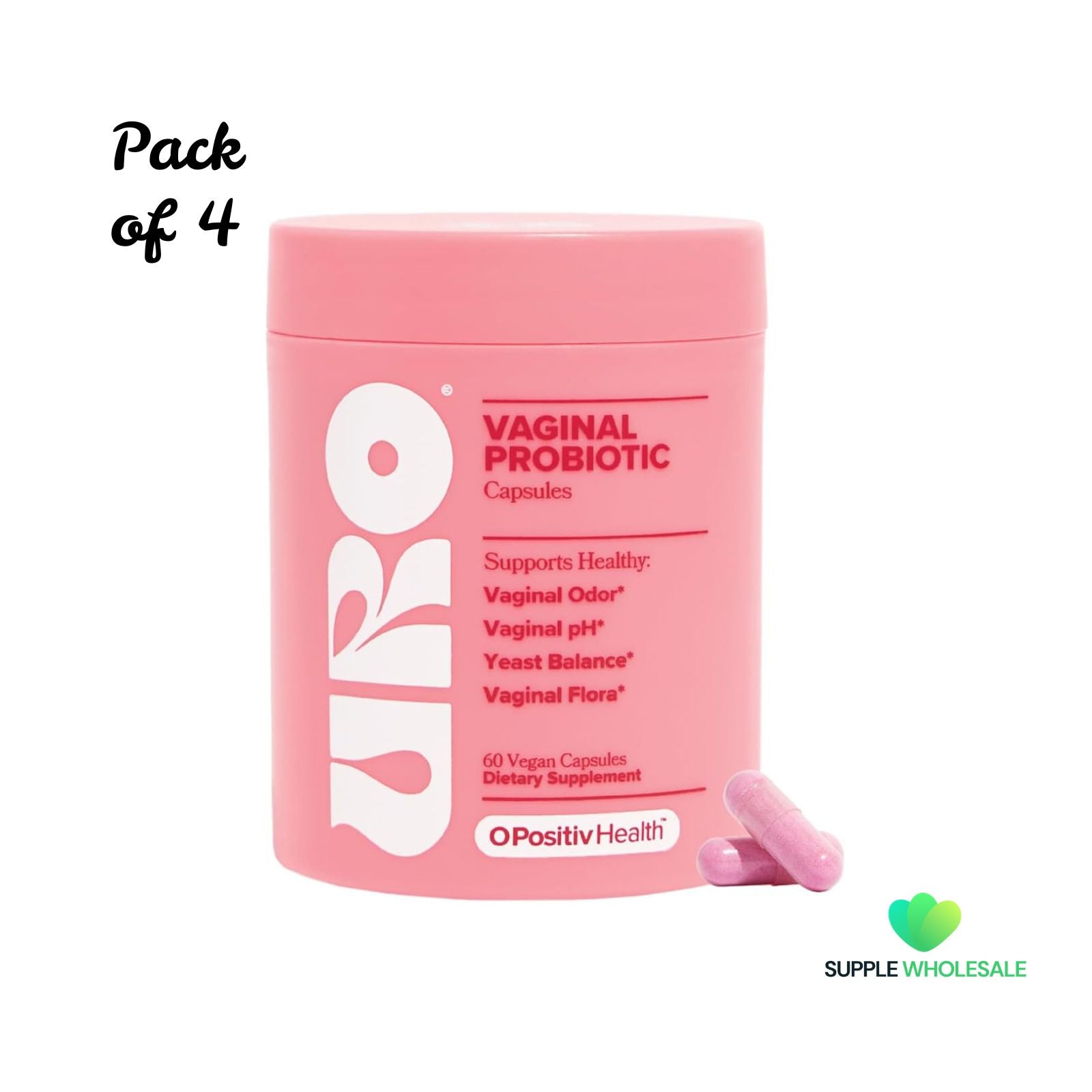 O Positiv URO Vaginal Probiotics 60 Capsules Bundle of 4