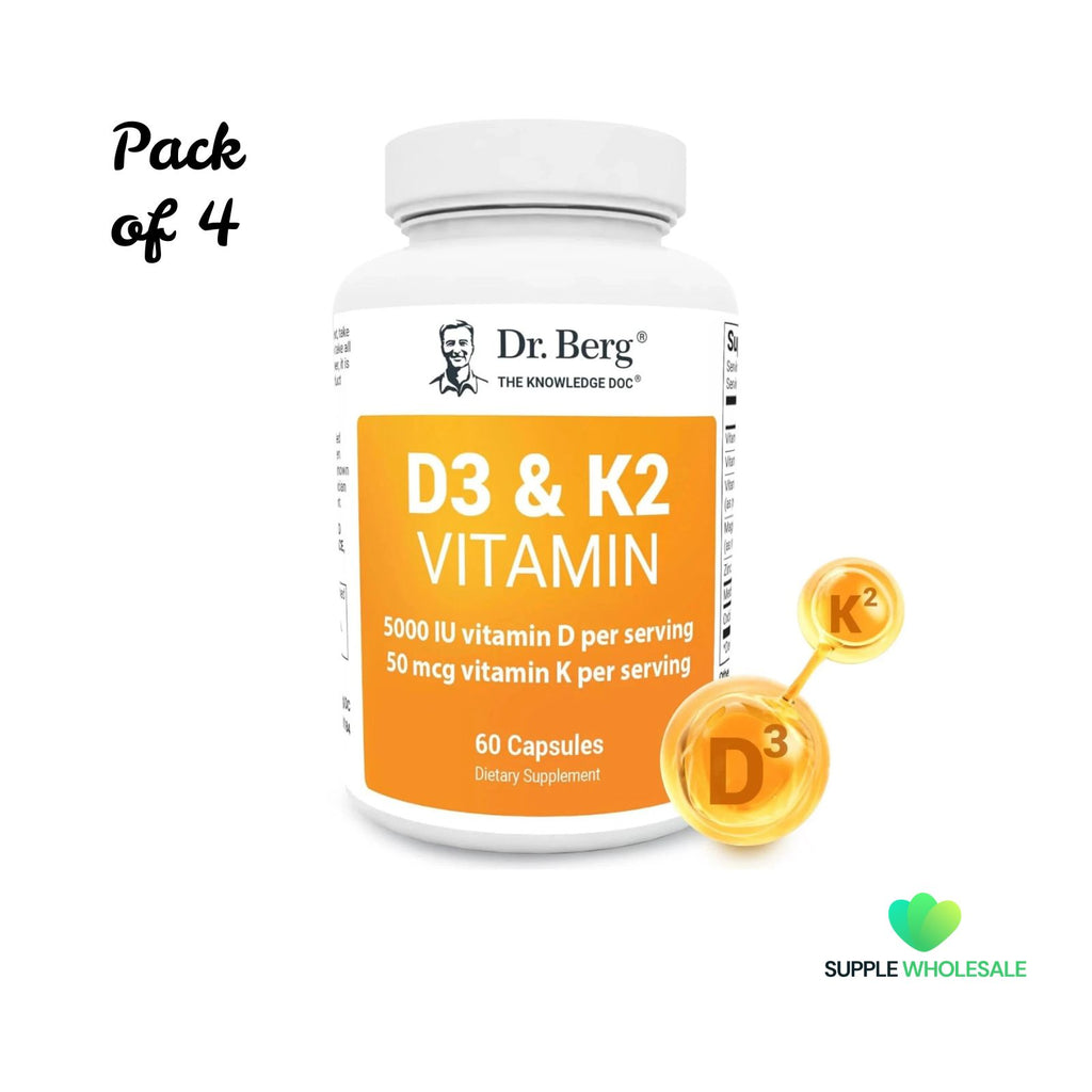 Dr. Berg D3 K2 Vitamin 5000 IU 60 Capsules Bundle of 4
