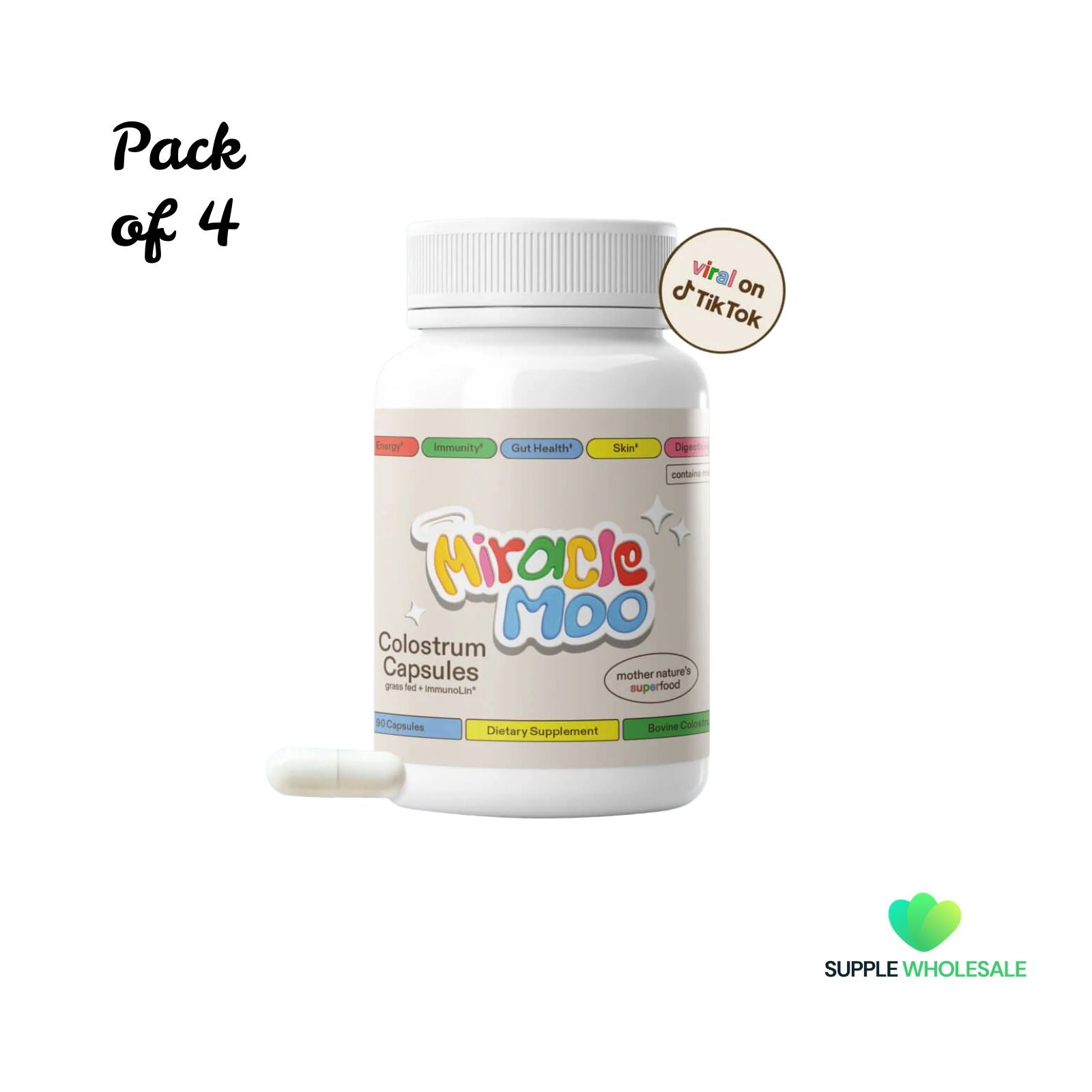 Miracle Moo Colostrum 90 Capsules Bundle of 4