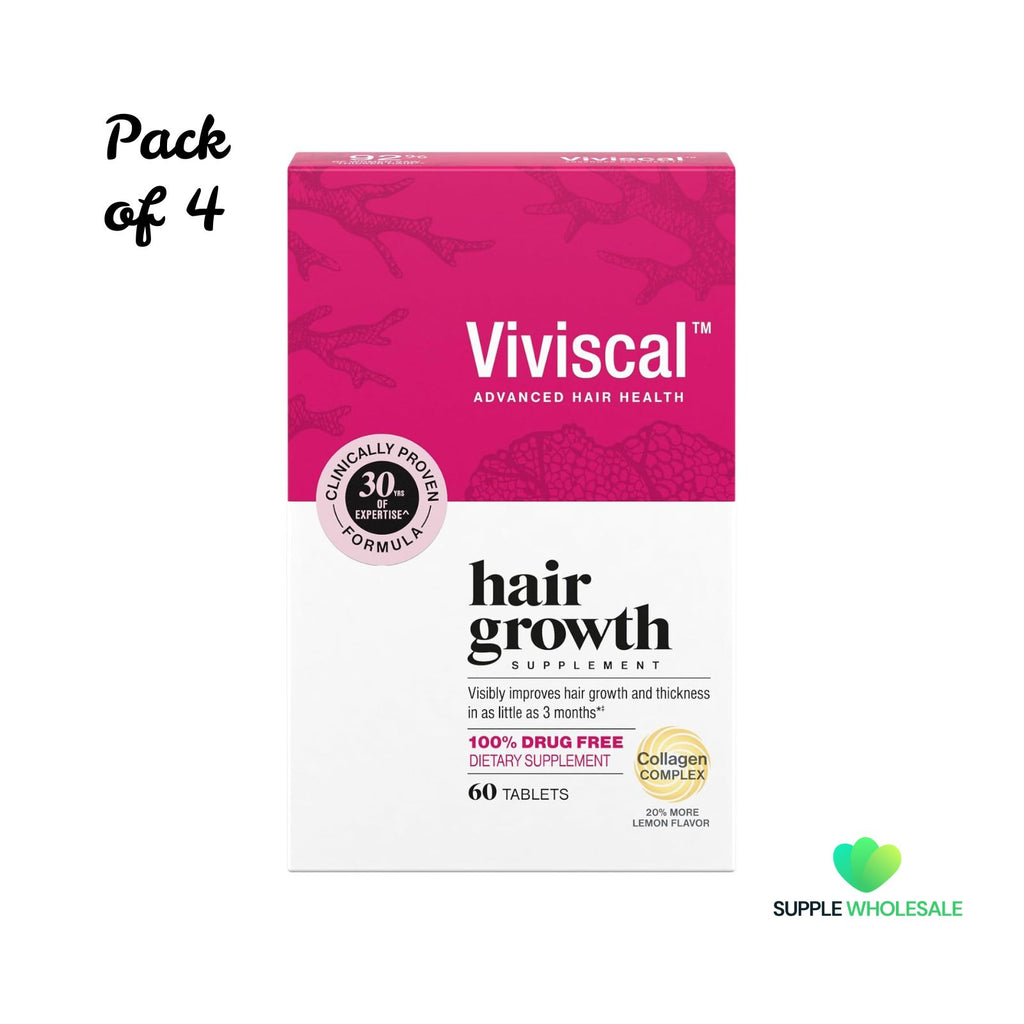 Viviscal Women’s Hair Growth Supplement 60 Tablets Bundle of 4