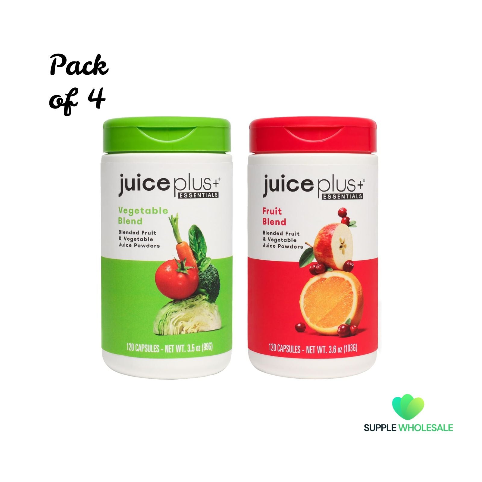 JuicePlus+ Fruit and Vegetable Blend Capsules 120 Servings Bundle of 4