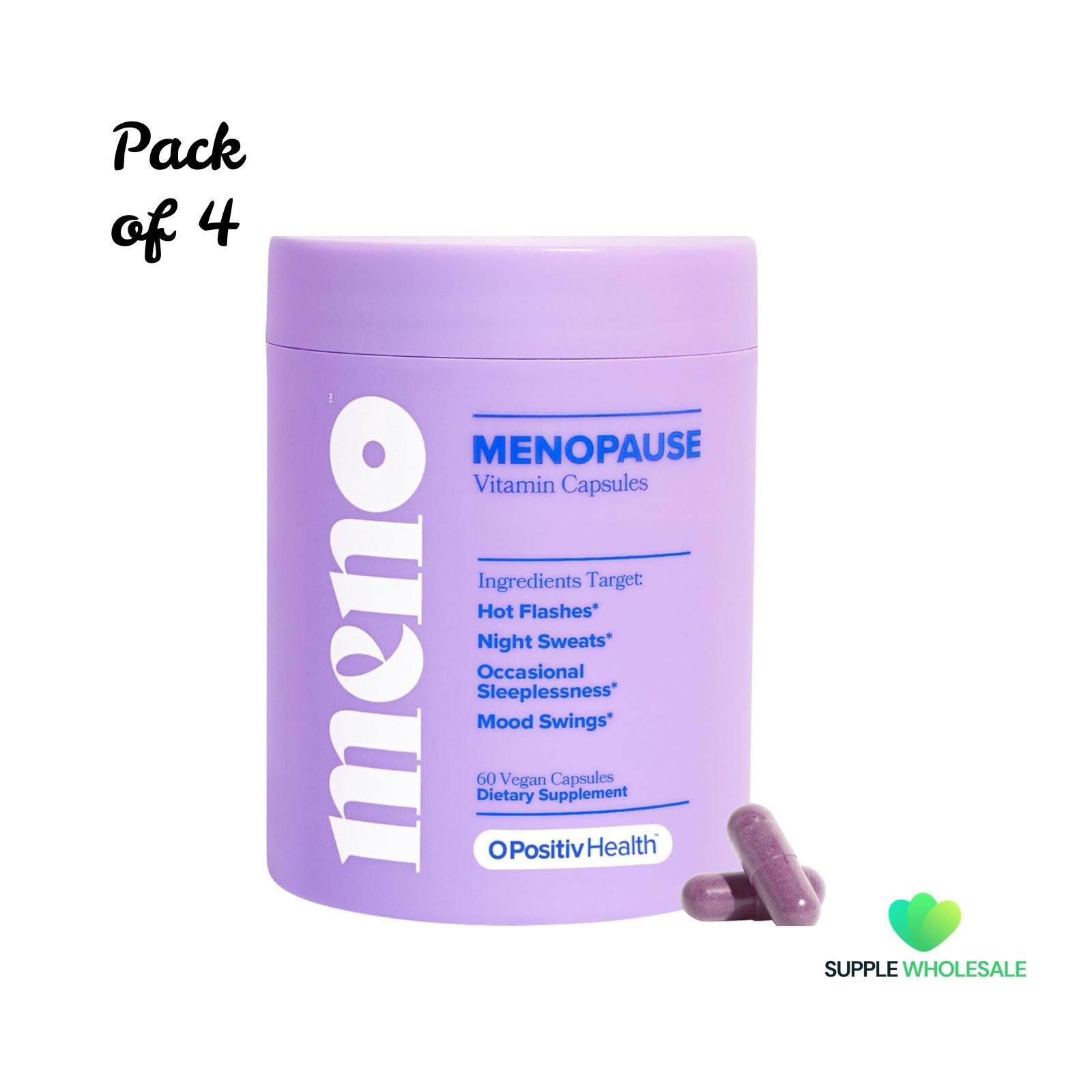 O Positiv MENO Menopause Vitamins 30 Servings Bundle of 4