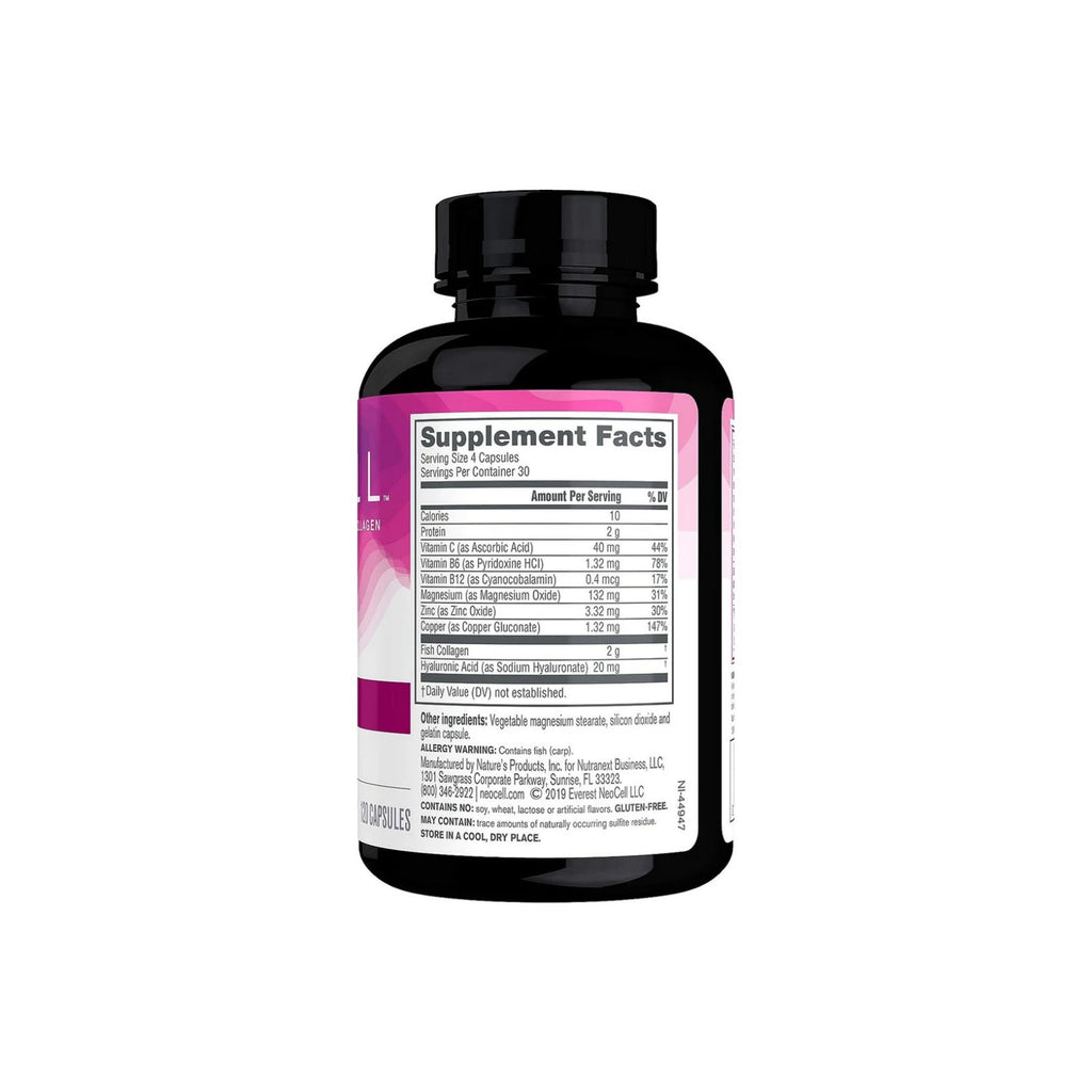 NeoCell Marine Collagen Peptides + Hyaluronic Acid 120 Capsules Bundle of 4