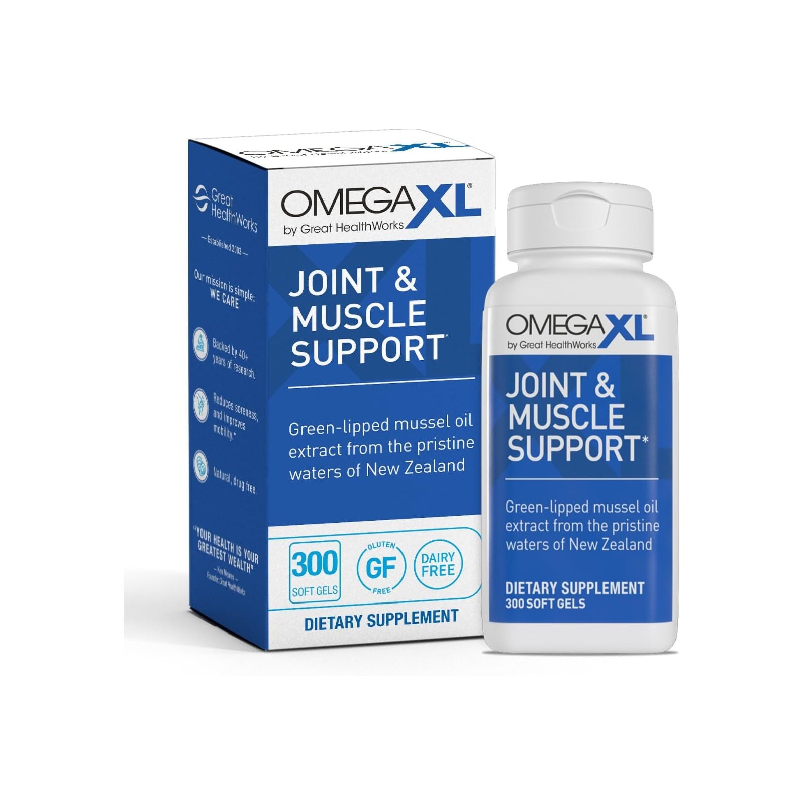OmegaXL Joint Support Supplement Green Lipped Mussel Oil 300 Count Bundle of 4