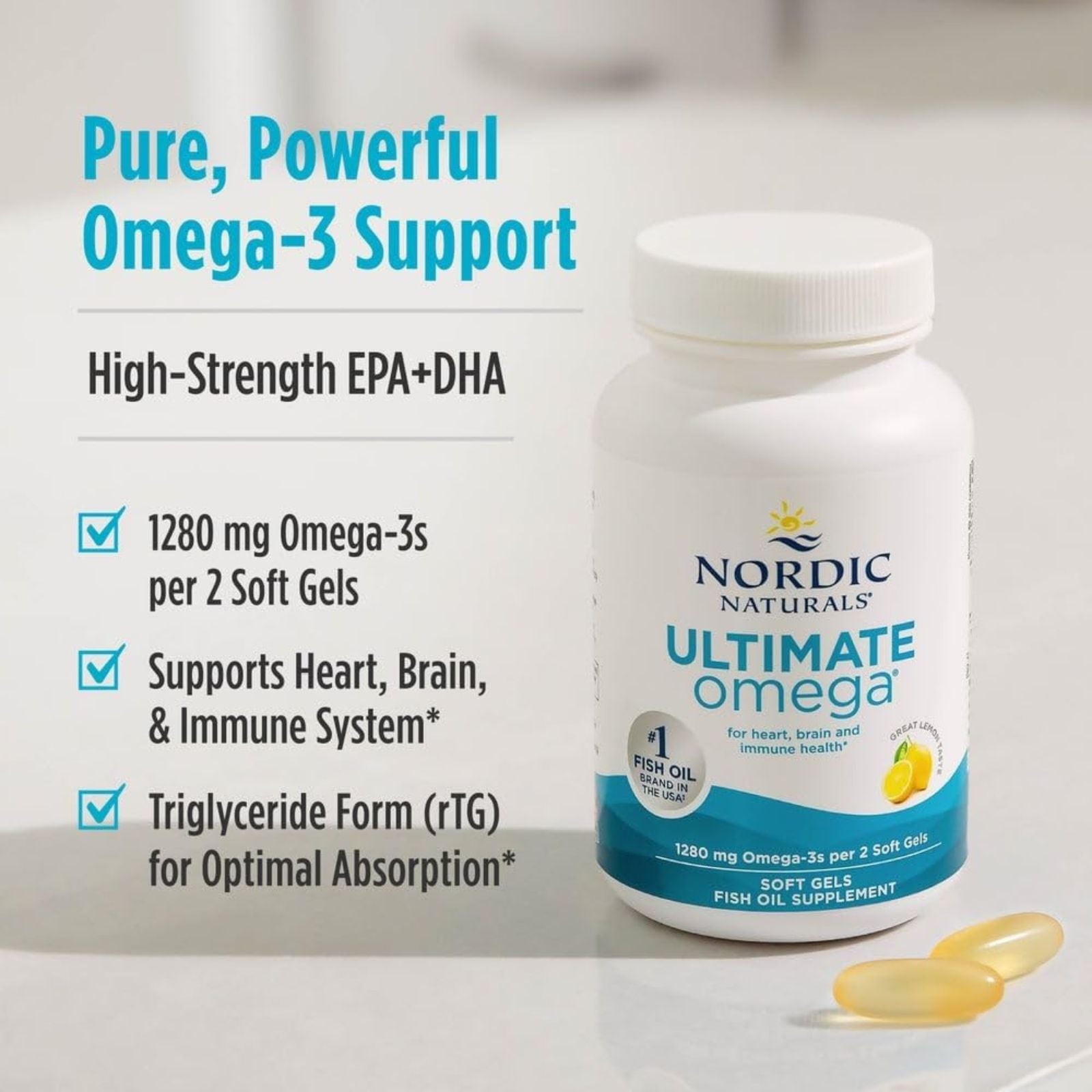 Nordic Naturals Ultimate Omega Lemon Flavor 120 Soft Gels Bundle of 4