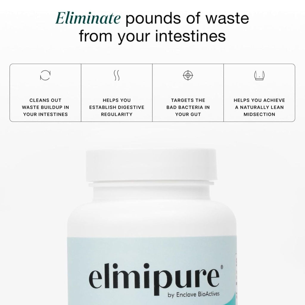 Elimipure Gut Cleanse & Restore Natural Detox Cleanse Supplement Capsules Bundle of 4
