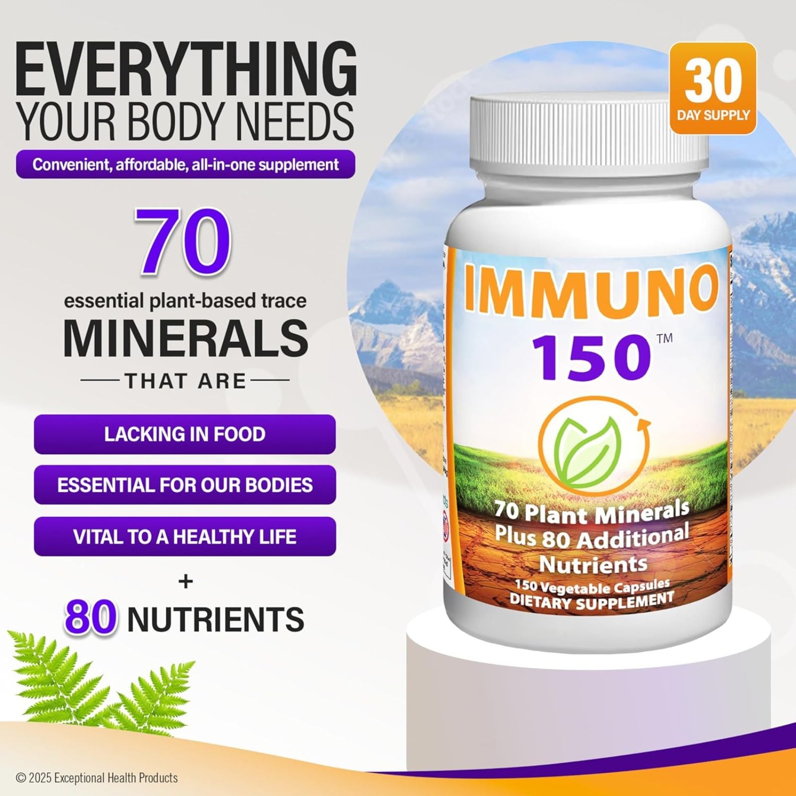 Immuno 150 Immune Support Supplement 150 Vegetable Capsules Bundle of 4
