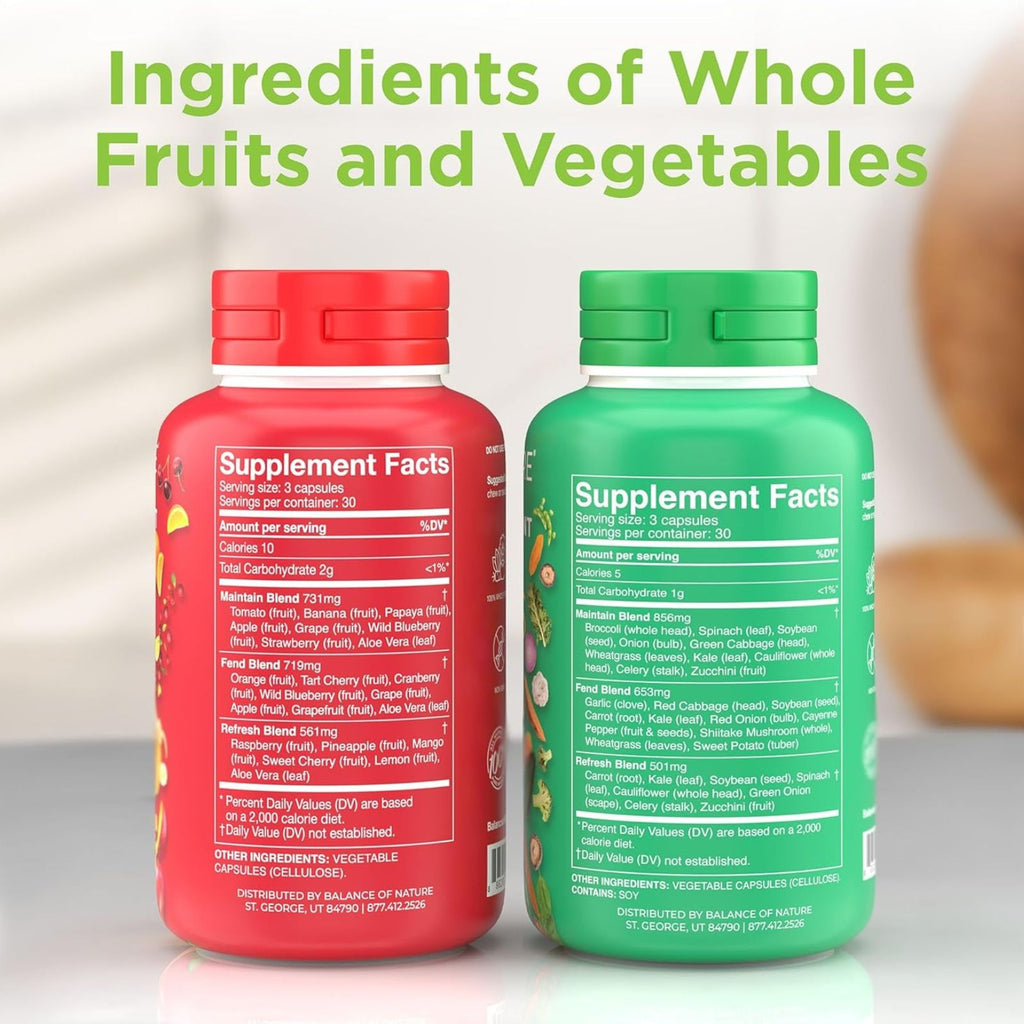 Balance of Nature Fruits & Veggies Supplements 180 Capsules Bundle of 4