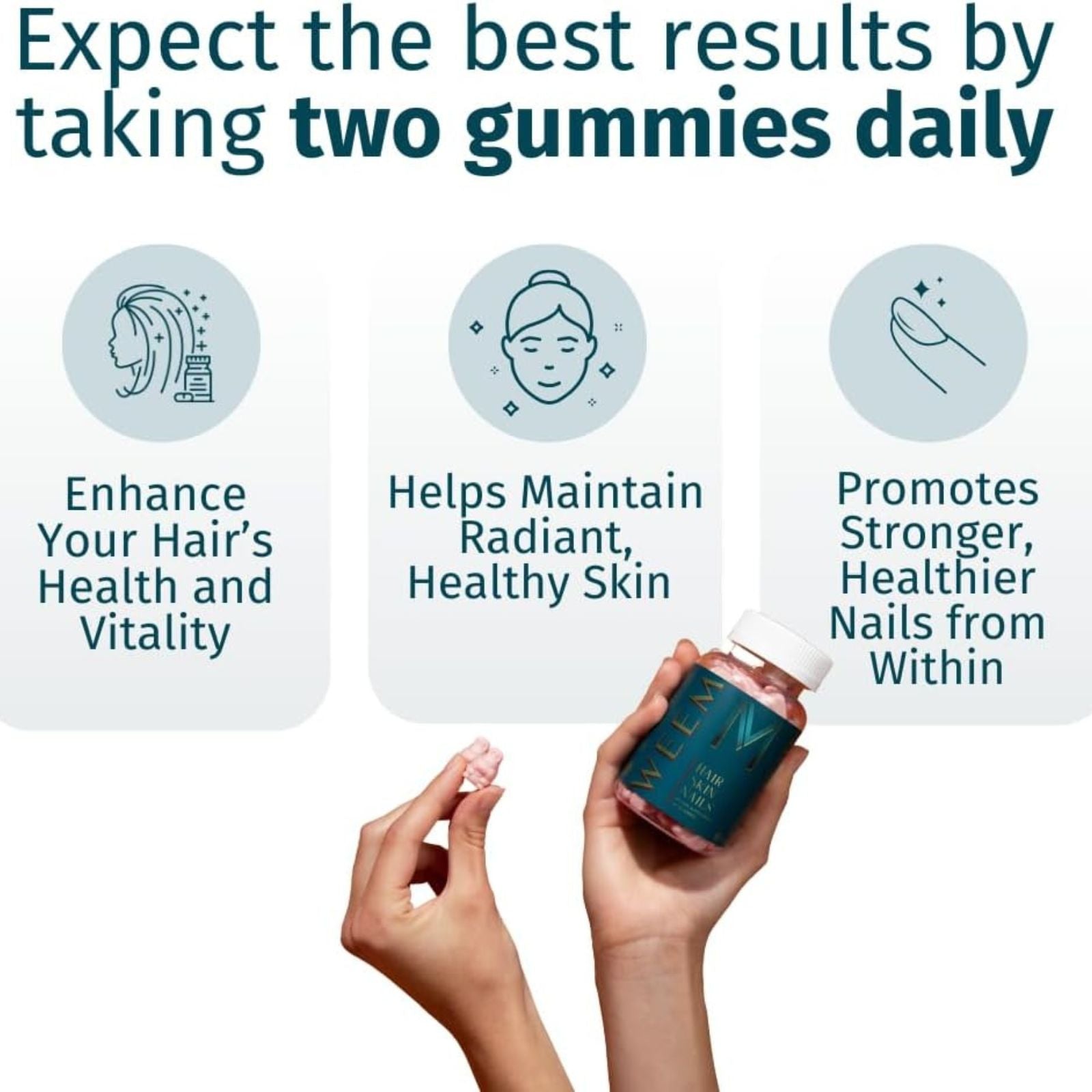 WEEM Hair Skin & Nails Vegan Biotin Gummies Bundle of 4