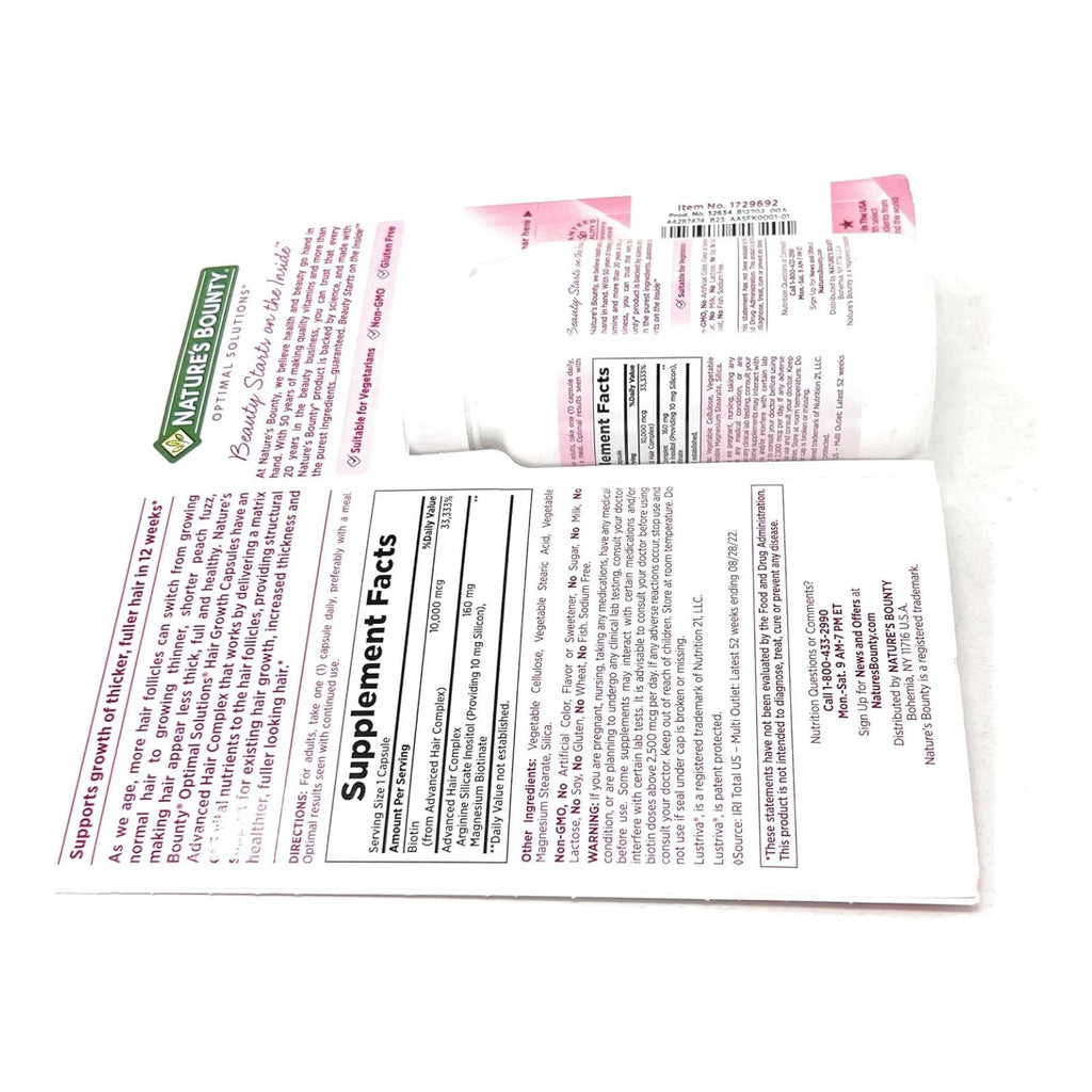 Nature’s Bounty Hair Growth Supplement with Biotin 90 Capsules Bundle of 4
