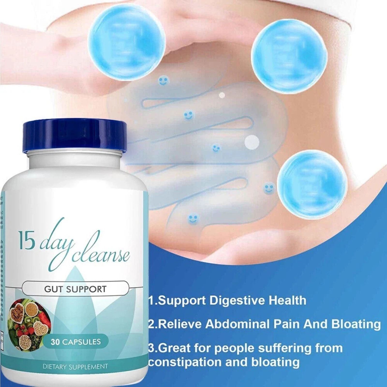 Advanced Gut Health Colon Support Immune System 15 Day Cleanse Detox 30 Pills Bundle of 4