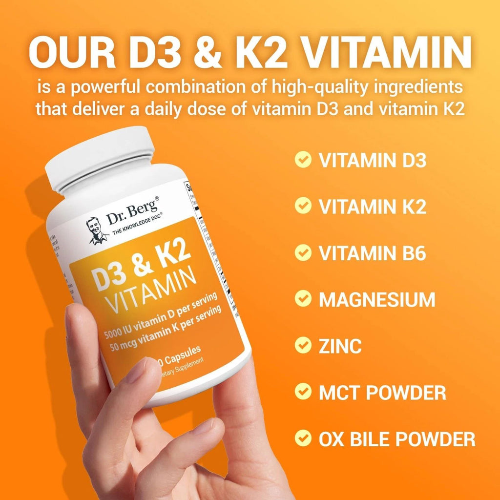 Dr. Berg D3 K2 Vitamin 5000 IU 60 Capsules Bundle of 4