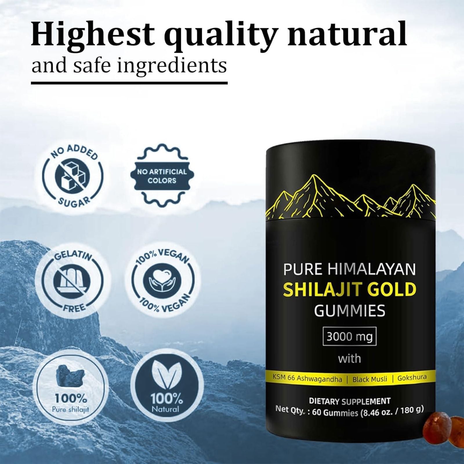 UltimaPeak Shilajit Gummies Alpha Gummies for Men 60 Gummies Bundle of 4