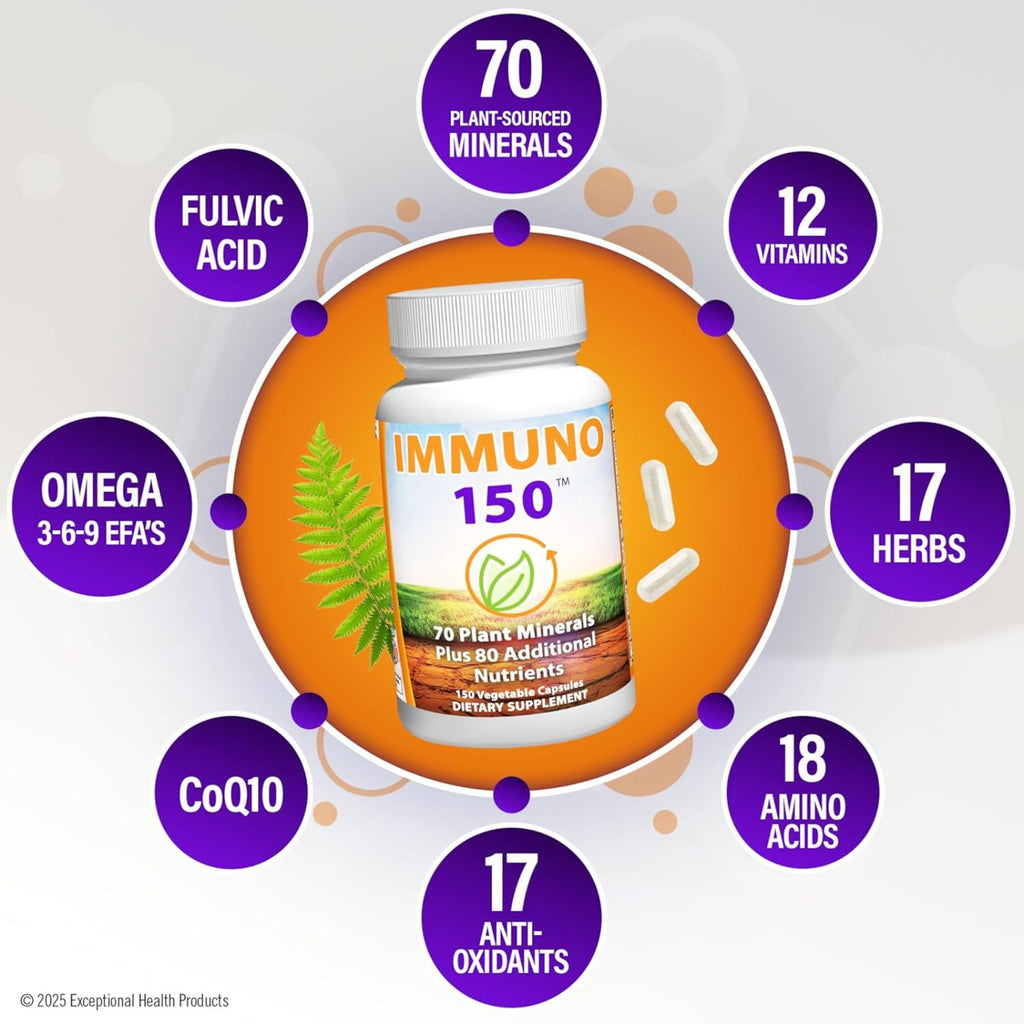 Immuno 150 Immune Support Supplement 150 Vegetable Capsules Bundle of 4