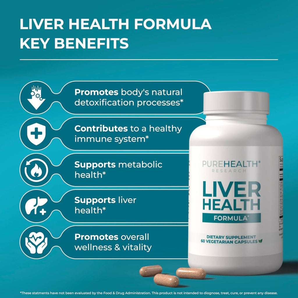 PUREHEALTH RESEARCH Liver Health Detox & Repair Formula 60 Capsules Bundle of 4