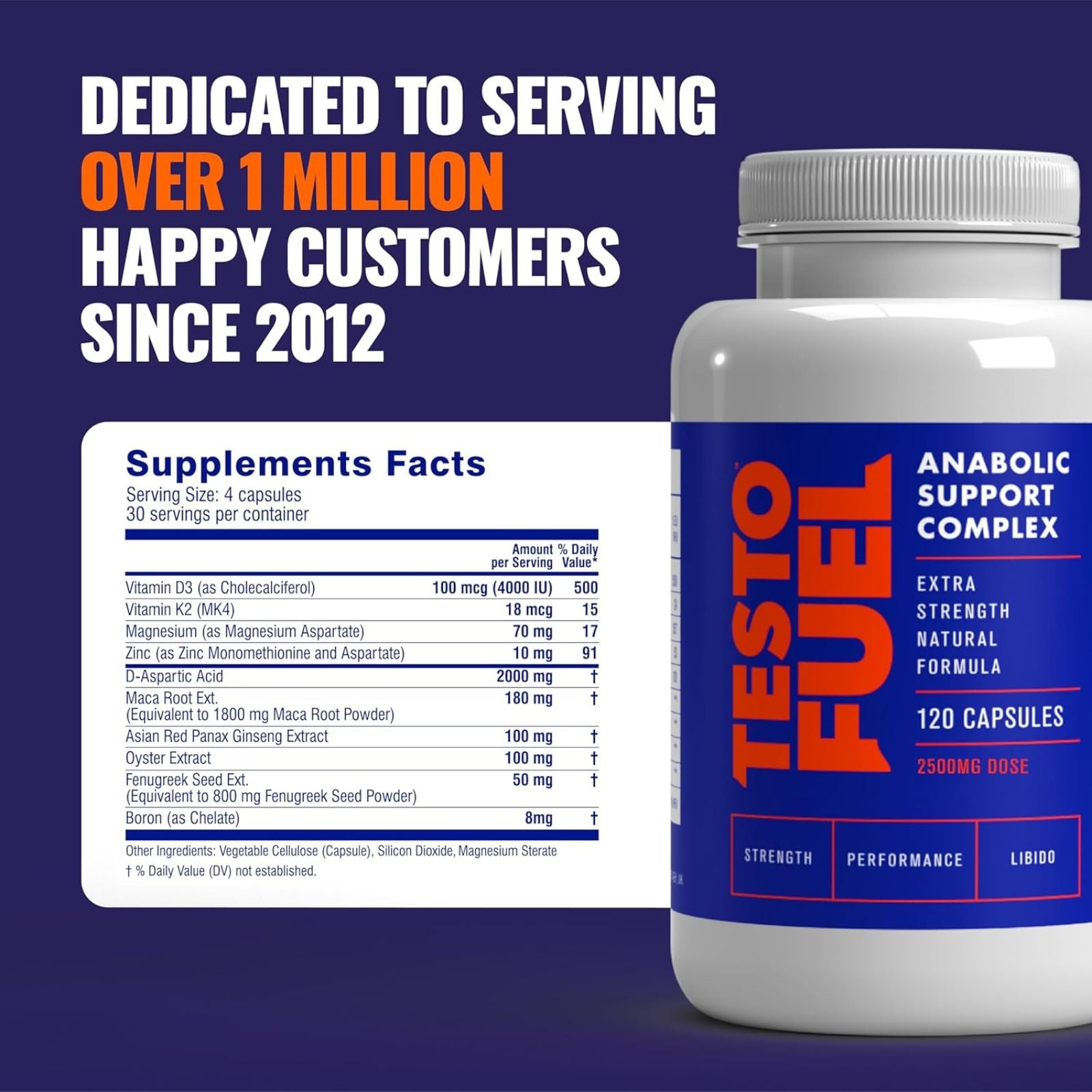 TestoFuel 120 T-Booster Pills Testosterone Support 120 Capsules Bundle of 4