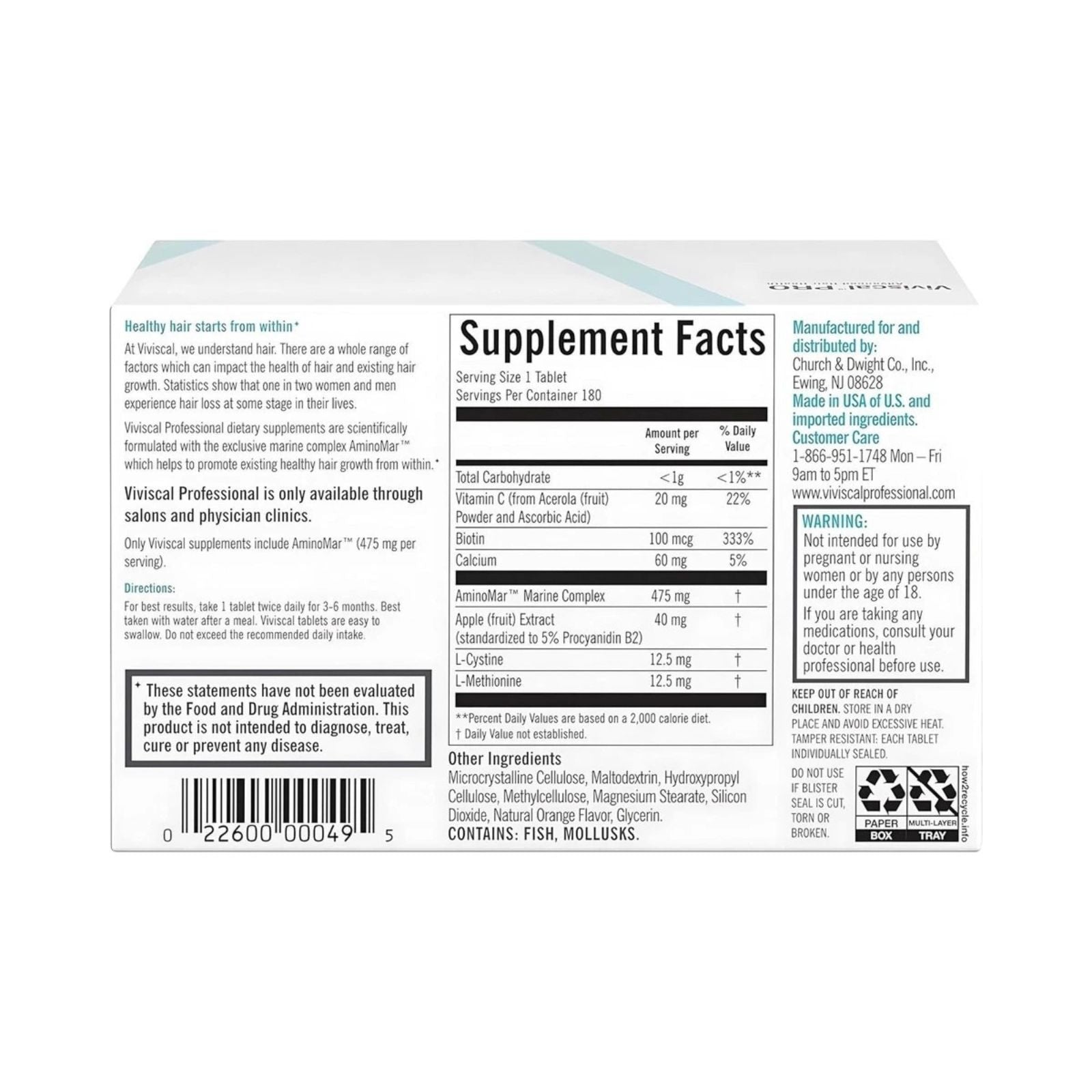 Viviscal PRO Hair Growth Supplement 180 Tablets Bundle of 4