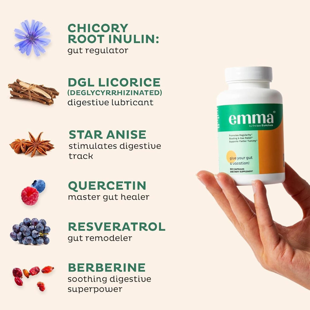 Emma Gut Health Doctors Endorsed Digestive & Colon Cleanse Supplement 60 Capsules Bundle of 4