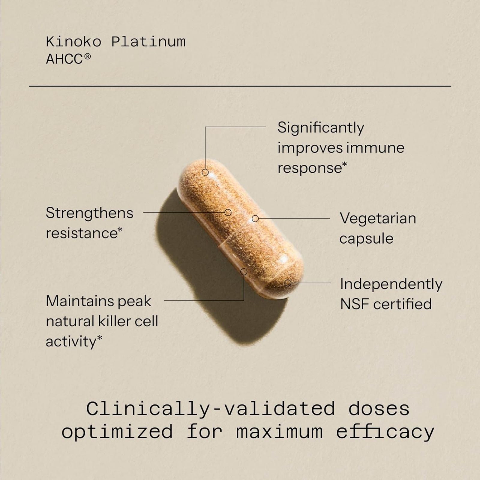 Quality of Life Premium Kinoko Platinum AHCC 750mg 60 Veggie Capsules Bundle of 4