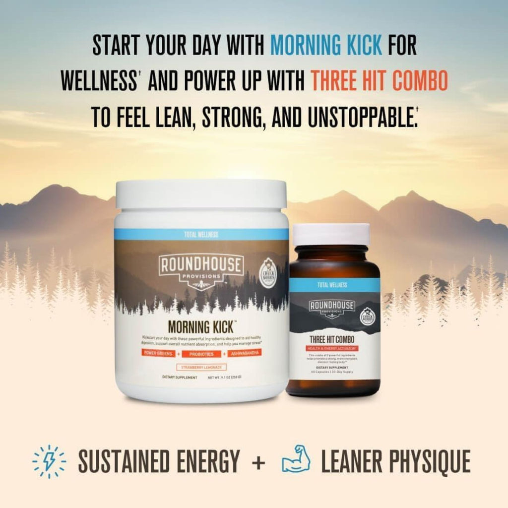 ROUNDHOUSE PROVISION Morning Kick Zero Sugar Greens Superfood Powder 30 Servings Bundle of 4