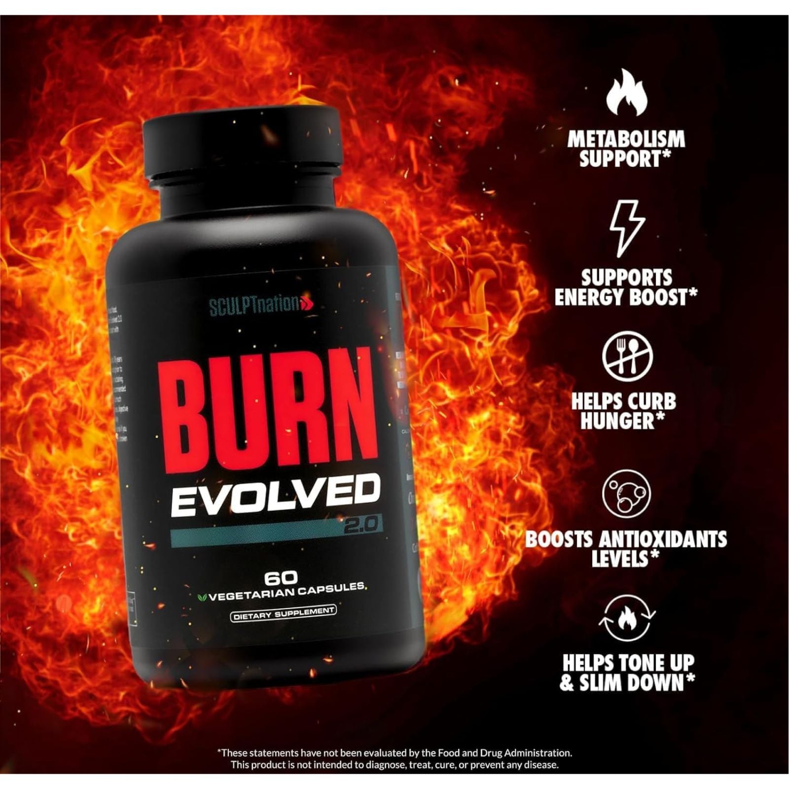 Sculpt Nation Burn Thermogenic Fat Burner 60 Veggie Pills Bundle of 4