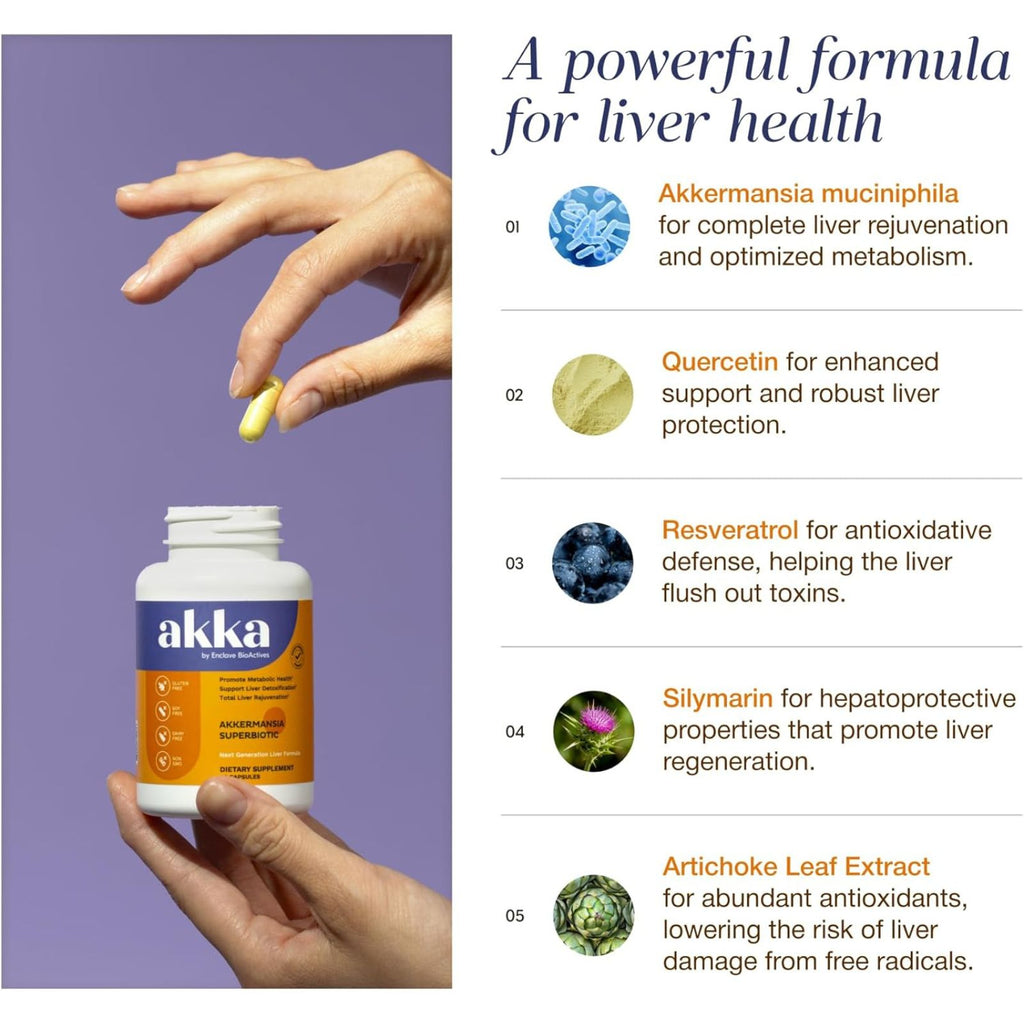 AKKA Premium Liver Cleanse Detox & Repair Superbiotic 60 Capsules Bundle of 4