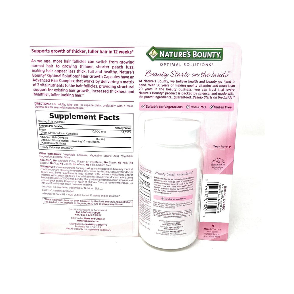 Nature’s Bounty Hair Growth Supplement with Biotin 90 Capsules Bundle of 4