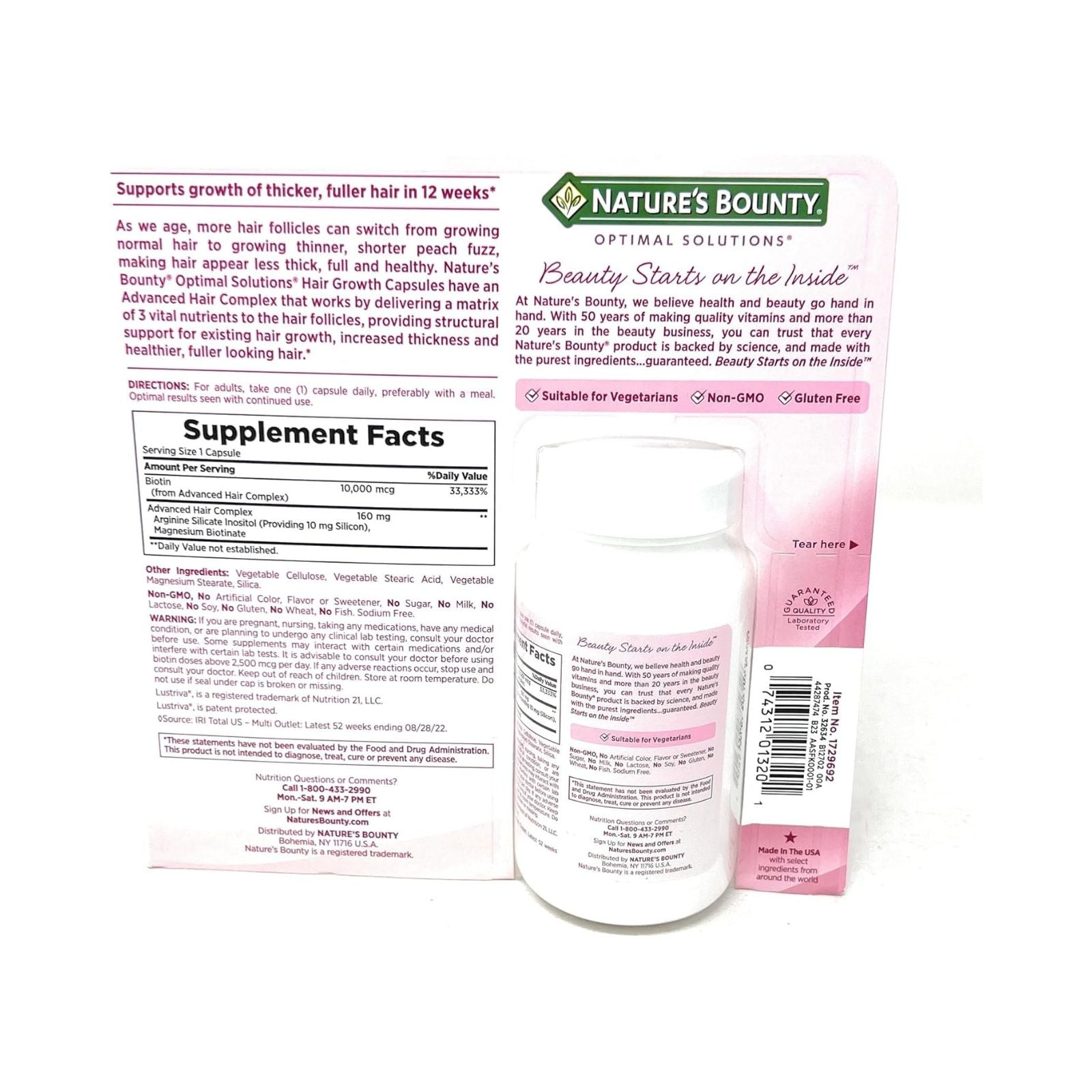 Nature’s Bounty Hair Growth Supplement with Biotin 90 Capsules Bundle of 4