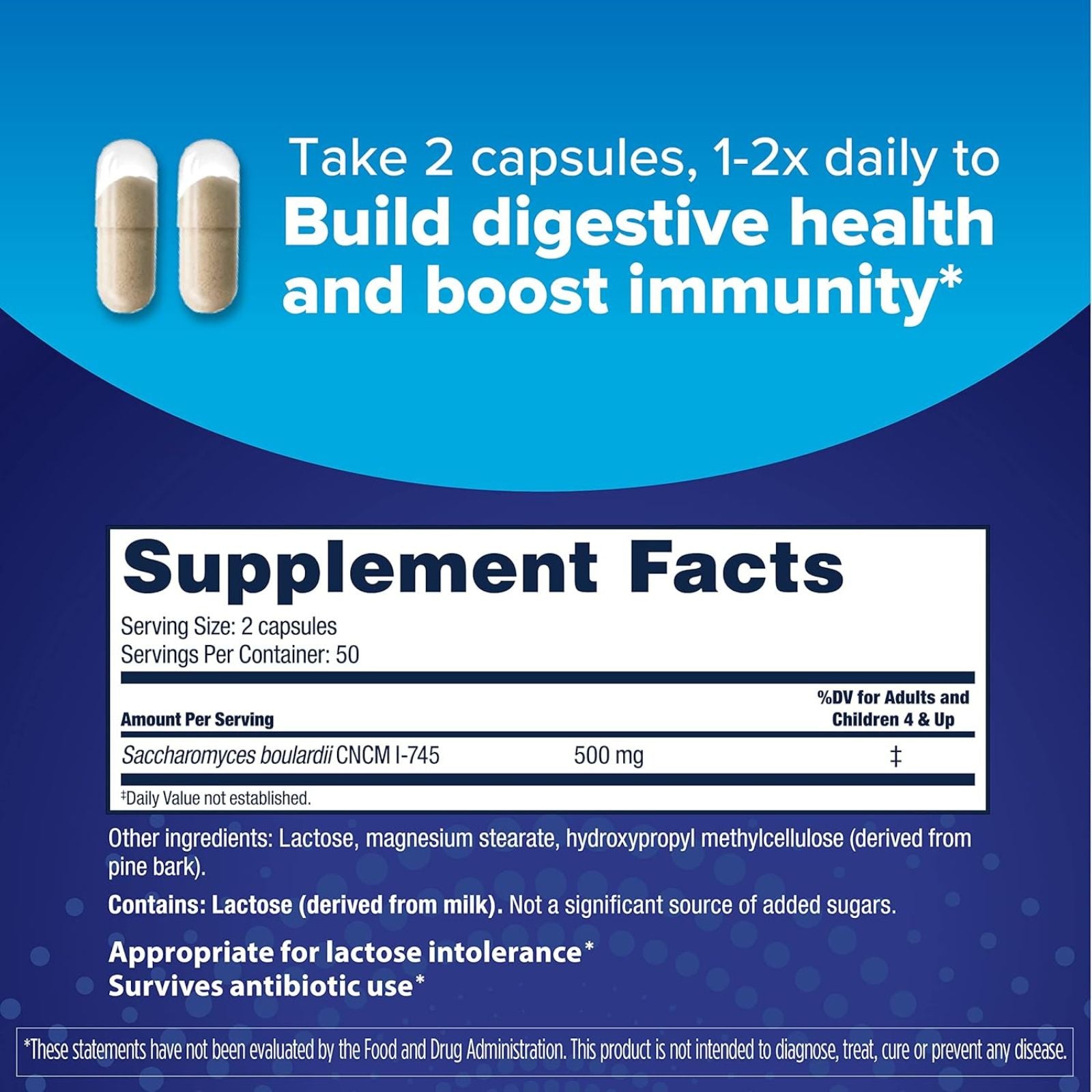 Florastor Daily Probiotic Supplement for Women & Men Saccharomyces Boulardii 100 Capsules Bundle of 4