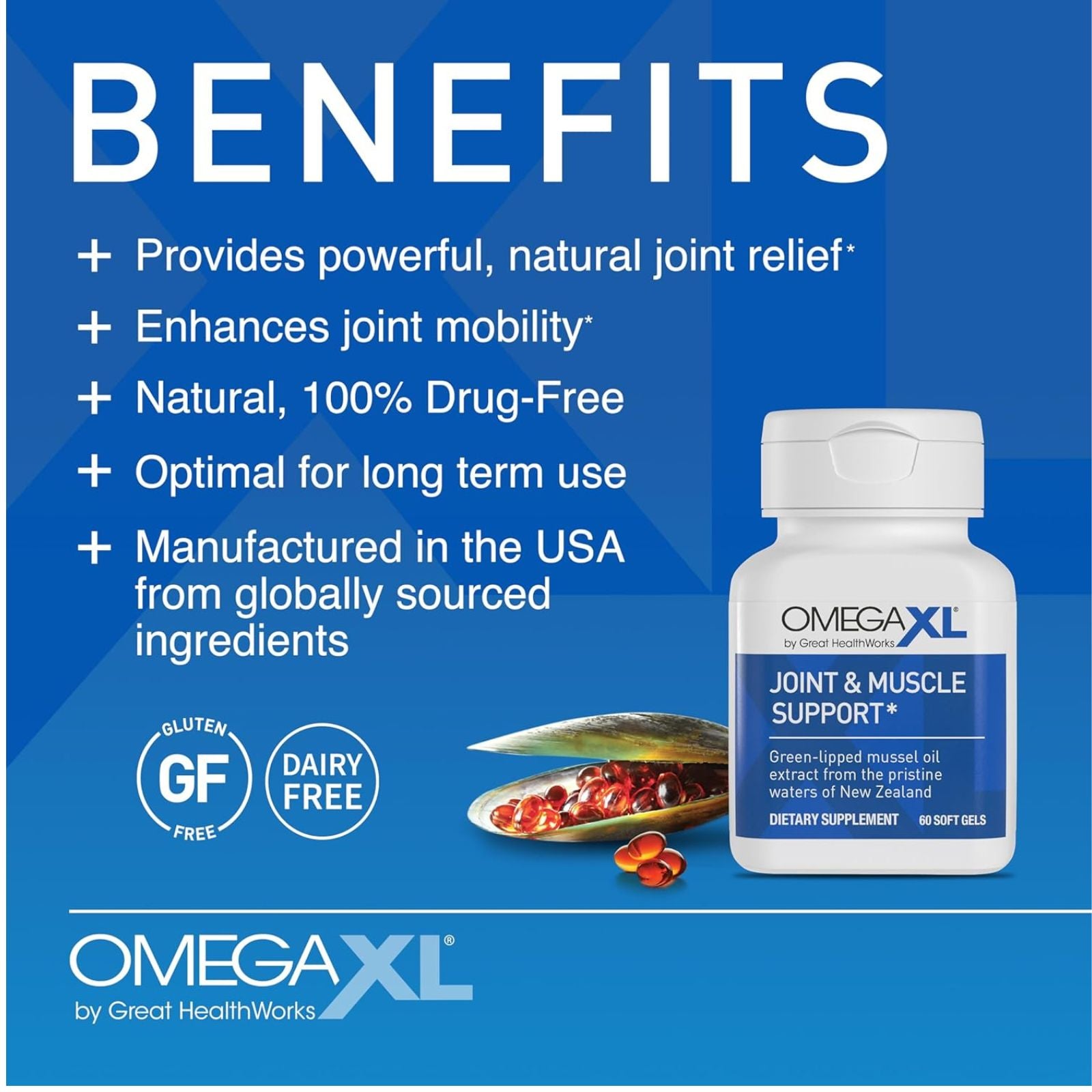 OmegaXL Joint Support Supplement Green Lipped Mussel Oil 120 Count Bundle of 4