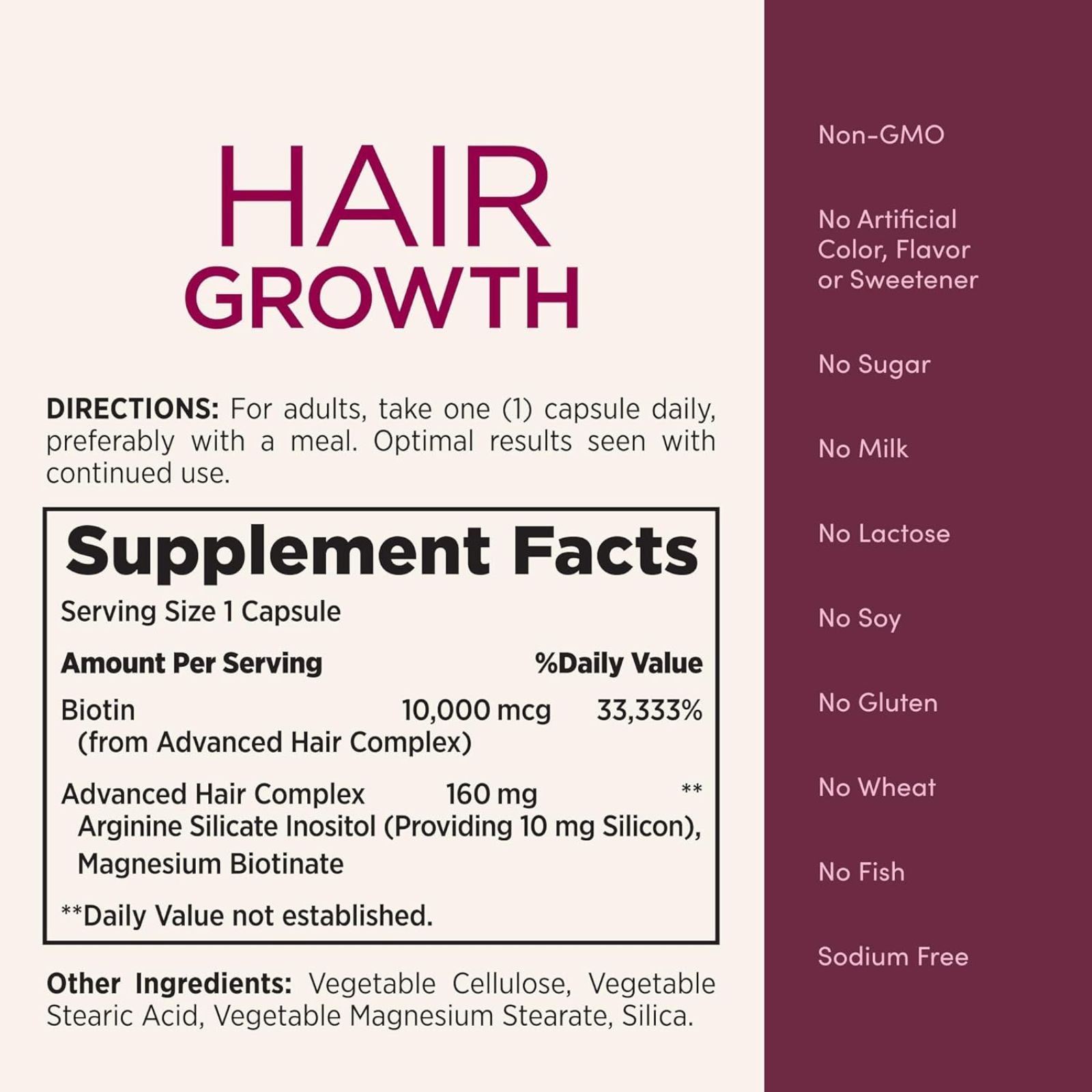 Nature’s Bounty Hair Growth Supplement with Biotin 30 Capsules Bundle of 4