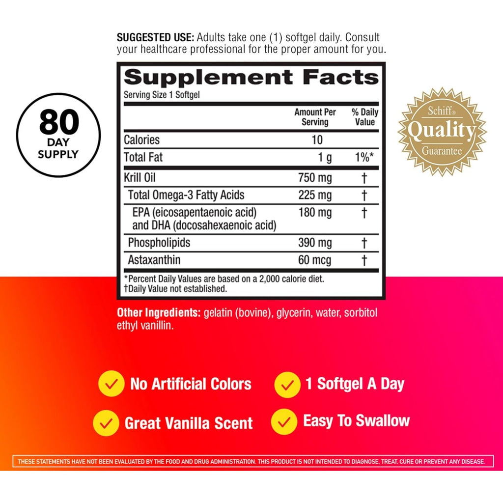 MegaRed Antarctic Krill Oil 750mg Omega 3 80 Softgels Bundle of 4