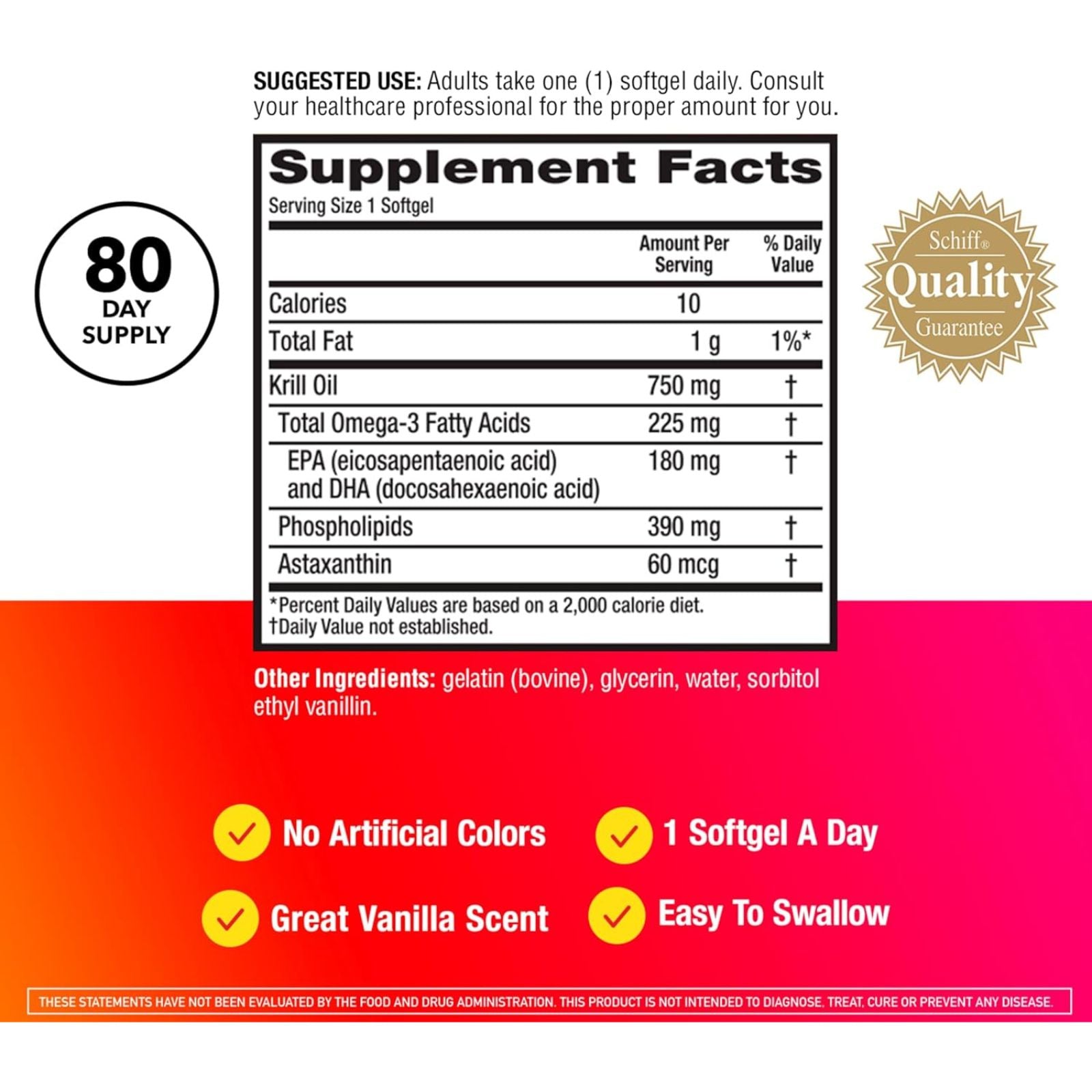 MegaRed Antarctic Krill Oil 750mg Omega 3 80 Softgels Bundle of 4