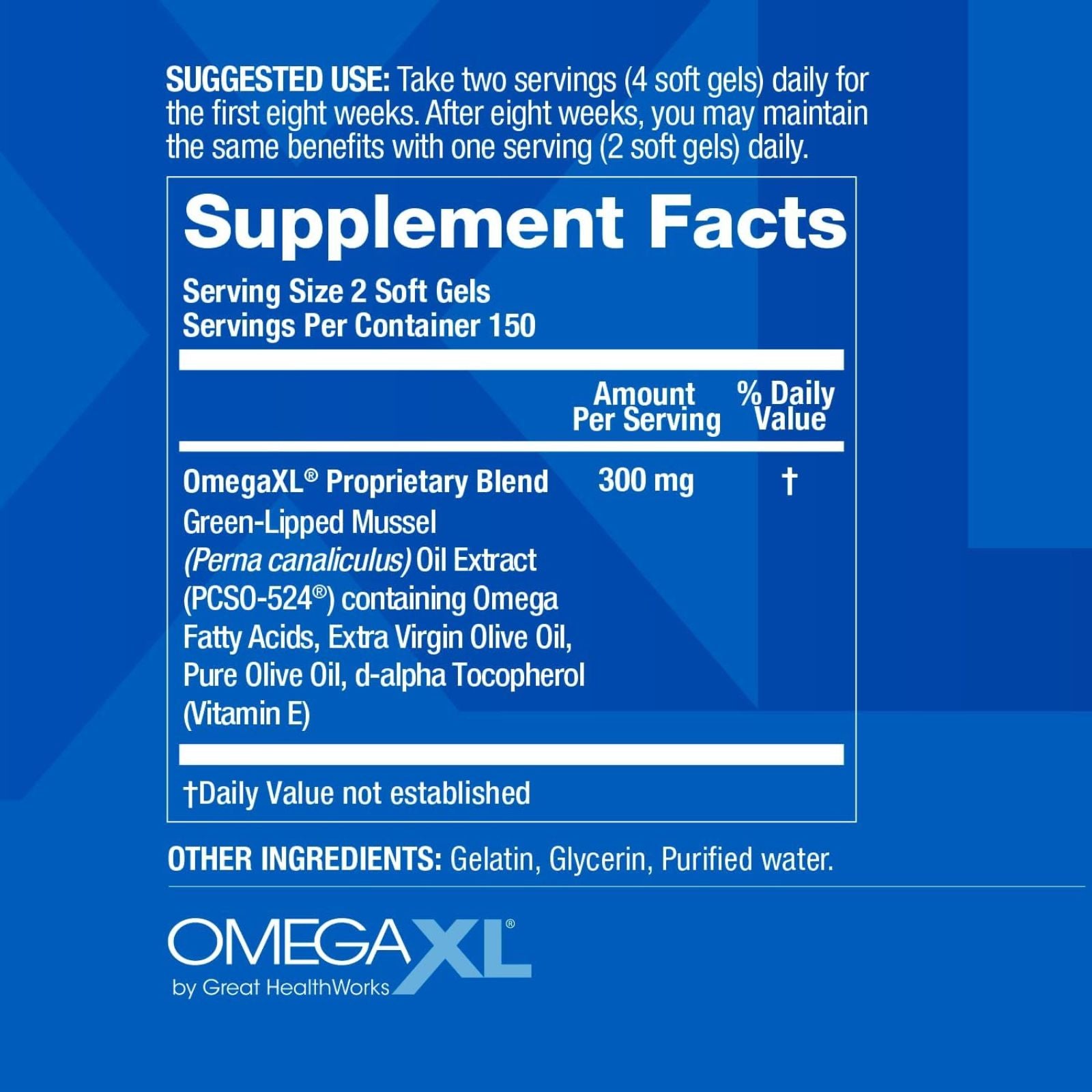 OmegaXL Joint Support Supplement Green Lipped Mussel Oil 300 Count Bundle of 4