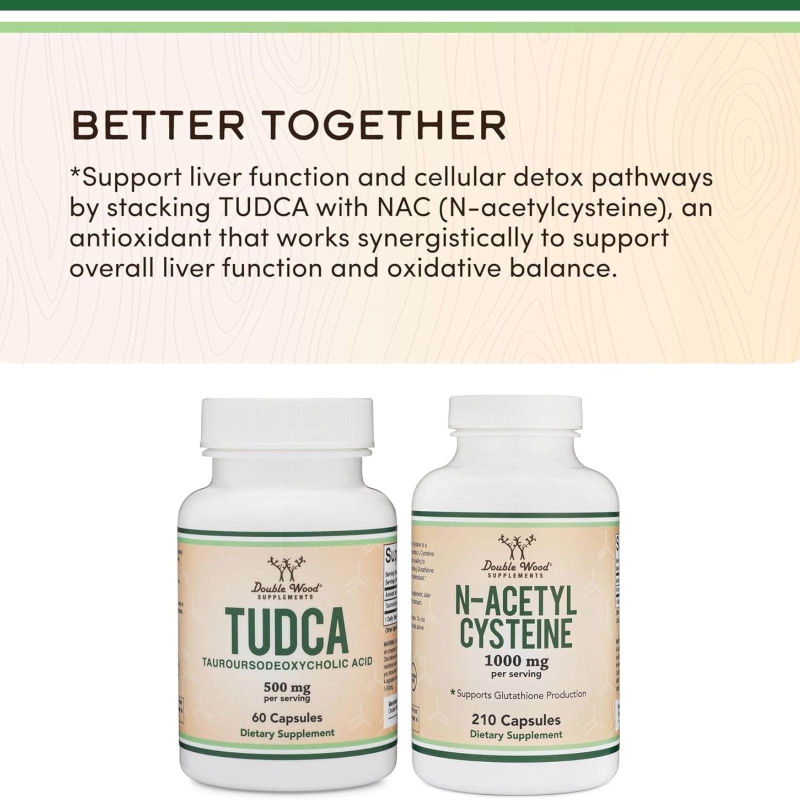 Double Wood TUDCA Bile Salts Liver Support Supplement 500mg 60 Capsules Bundle of 4