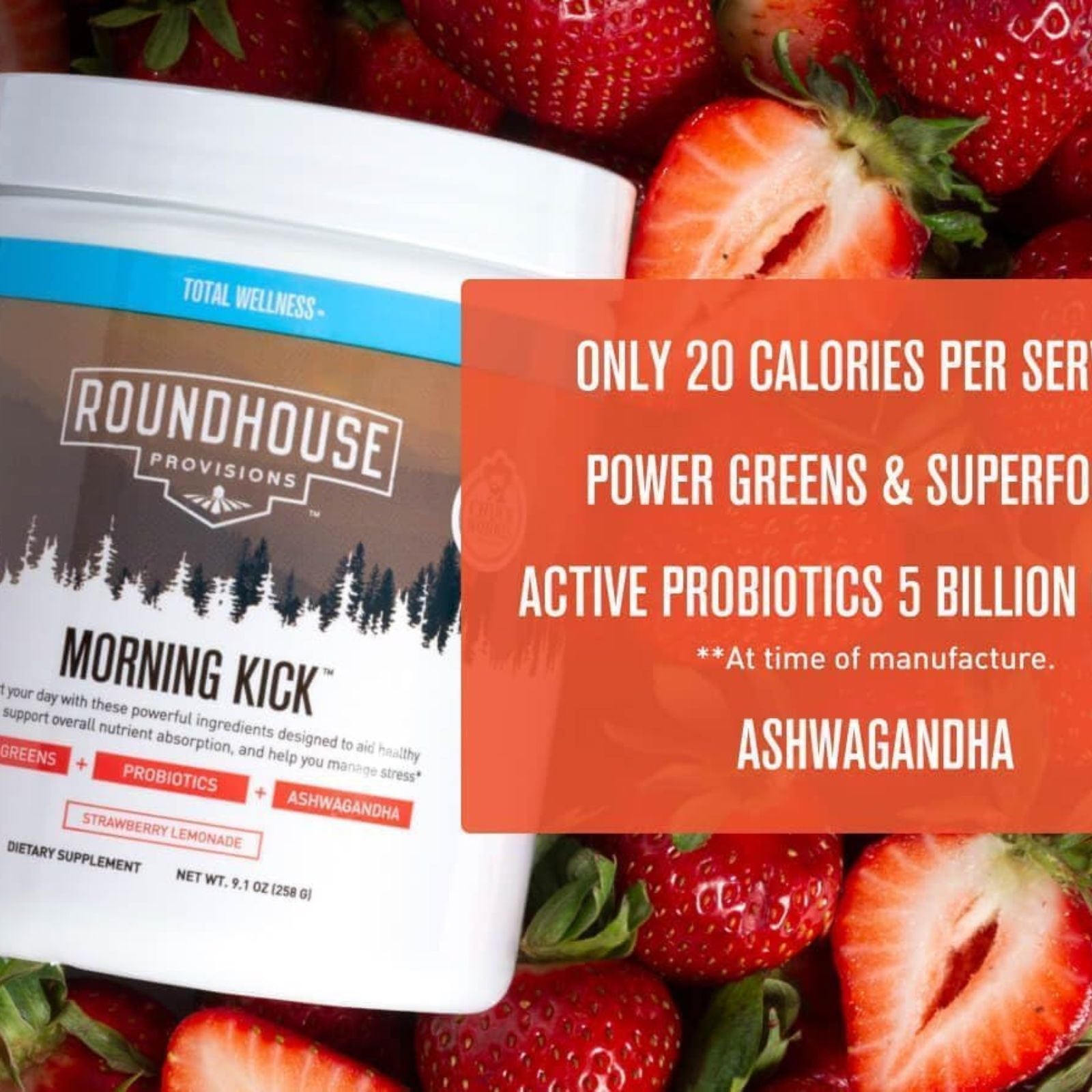 ROUNDHOUSE PROVISION Morning Kick Zero Sugar Greens Superfood Powder 30 Servings Bundle of 4