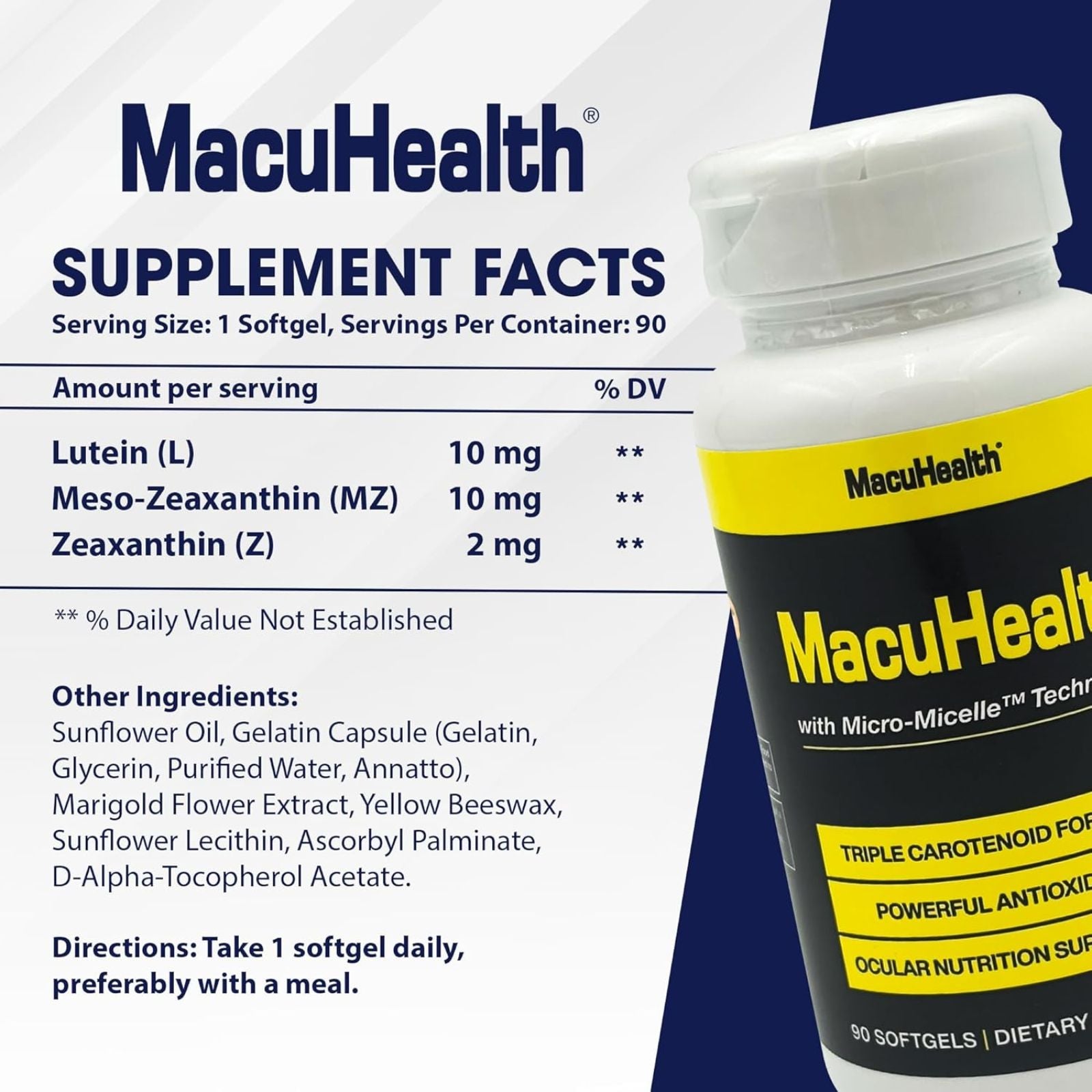 MacuHealth Triple Carotenoid Formula Eye Vitamins 90 Softgels Bundle of 4
