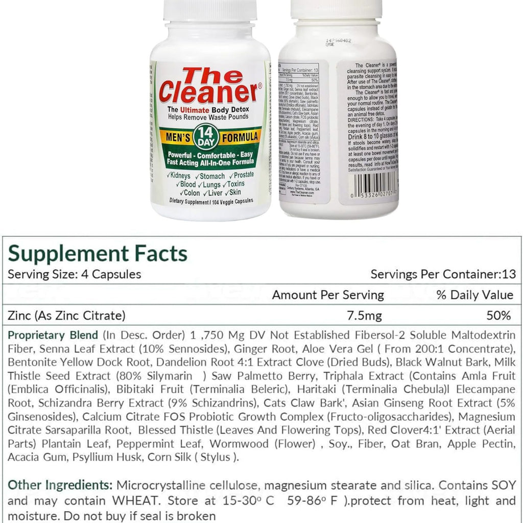Century Systems The Cleaner Detox 14-Day Complete 104 Vegetarian Capsules Bundle of 4